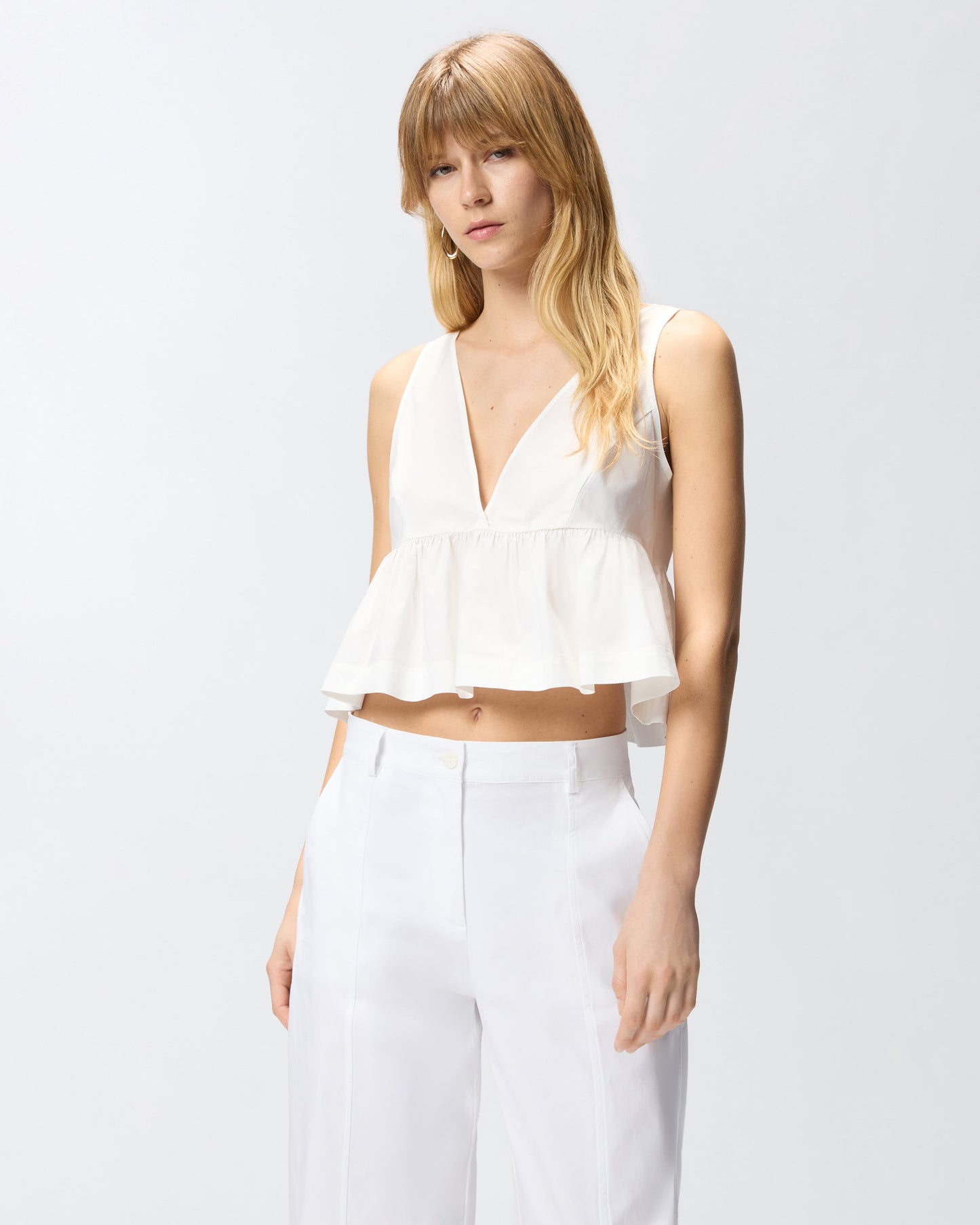 Crop top with ruffle and ties