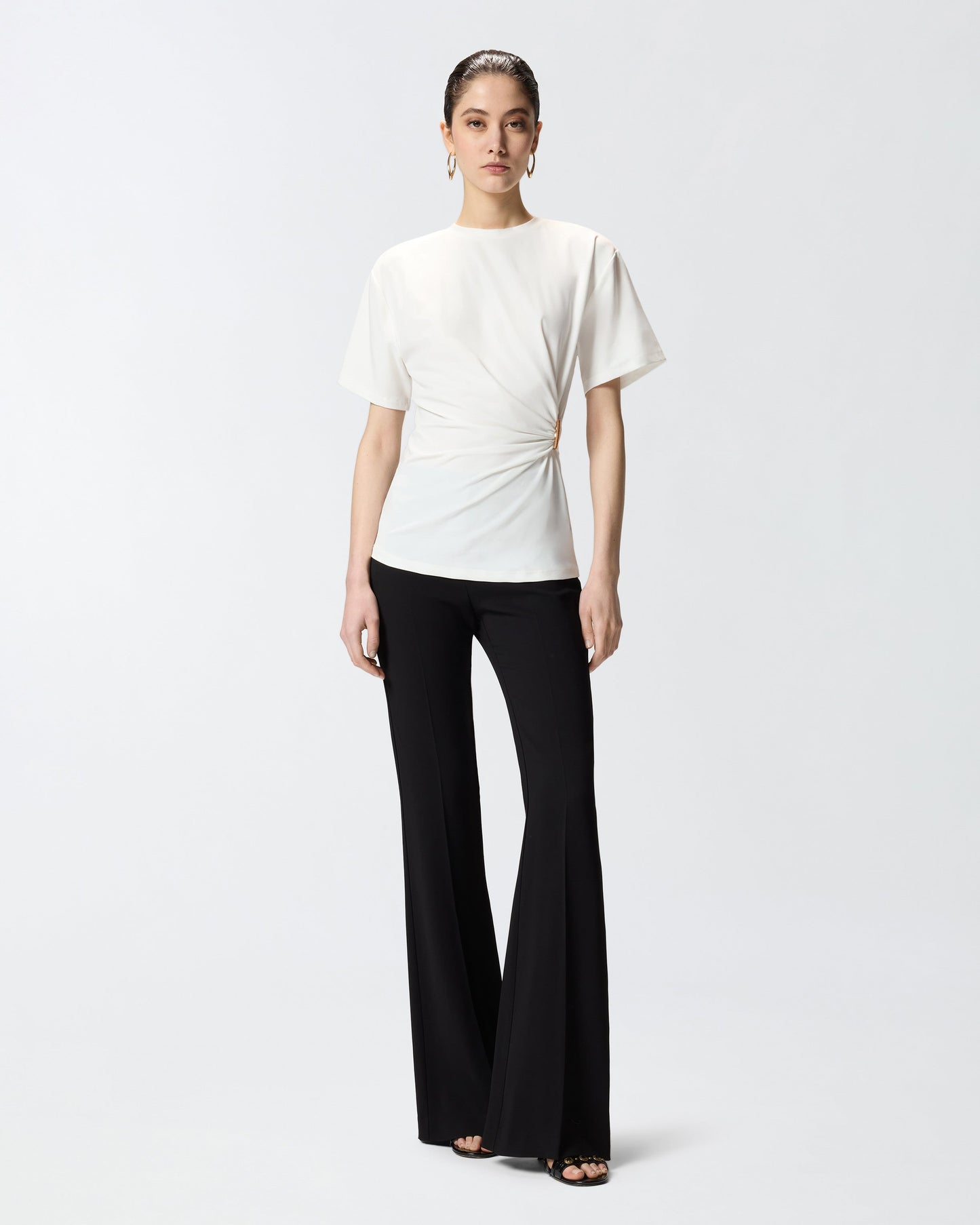 T-shirt with draping and gold detail