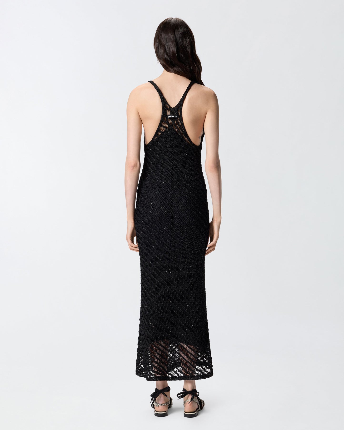 Crochet-effect midi dress with sequins