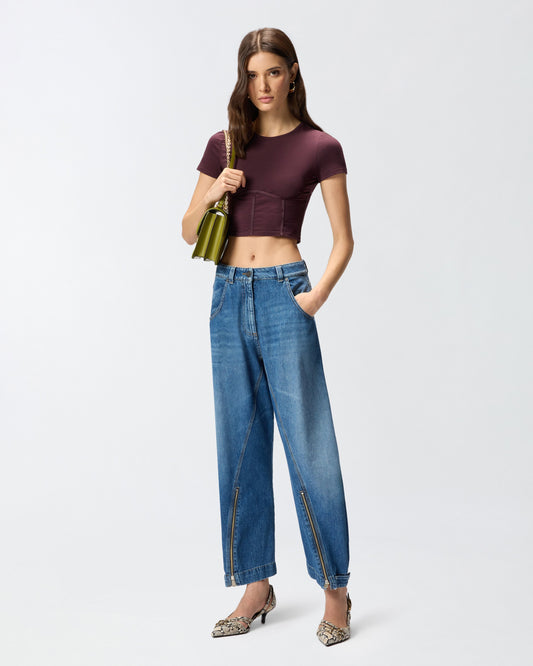 Bustier top with short sleeves