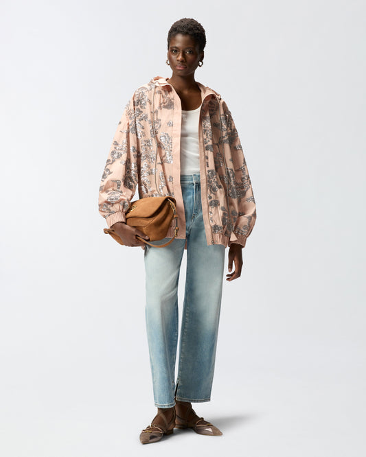 Bomber jacket with floral sequin embroidery