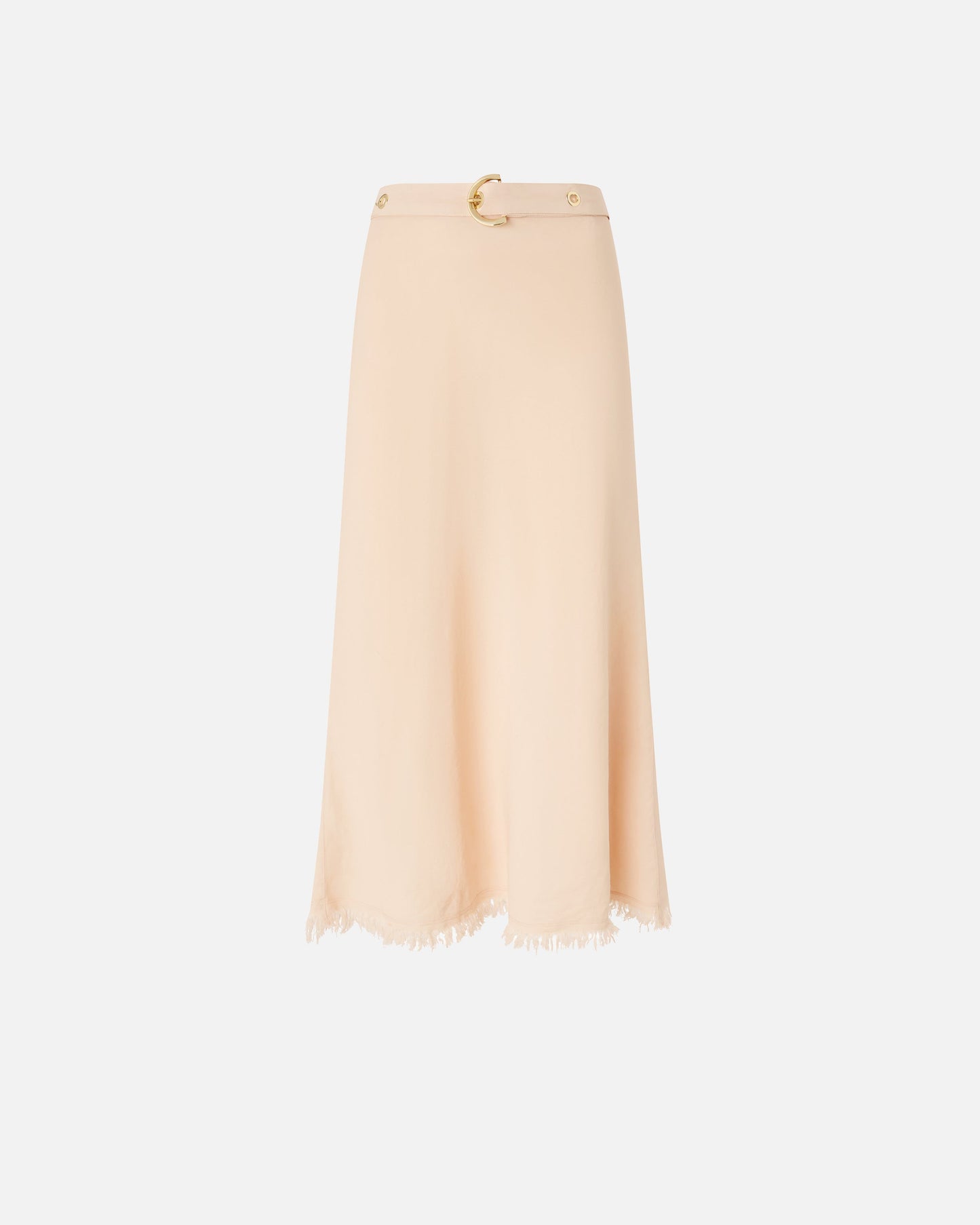Midi skirt in linen blend with belt