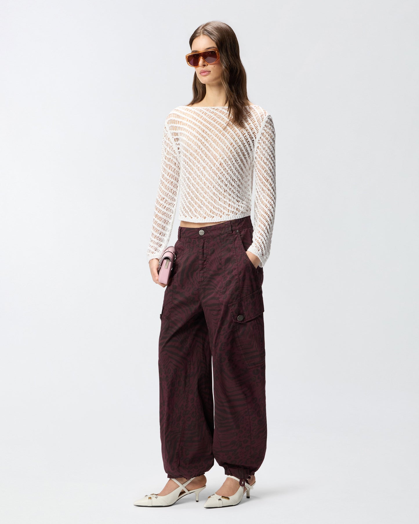 Crochet effect sweater with sequins