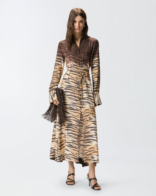 Long shirt dress with animal print