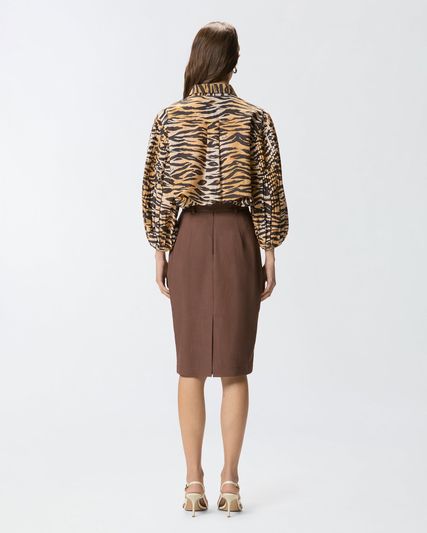 Cotton and silk blouse with animal print