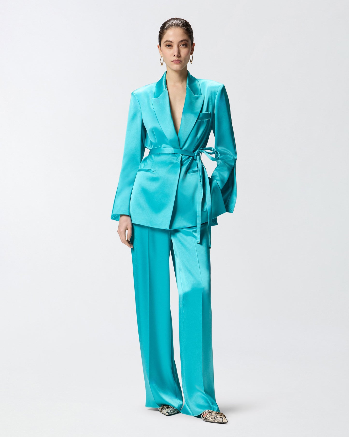 Satin jacket with belt