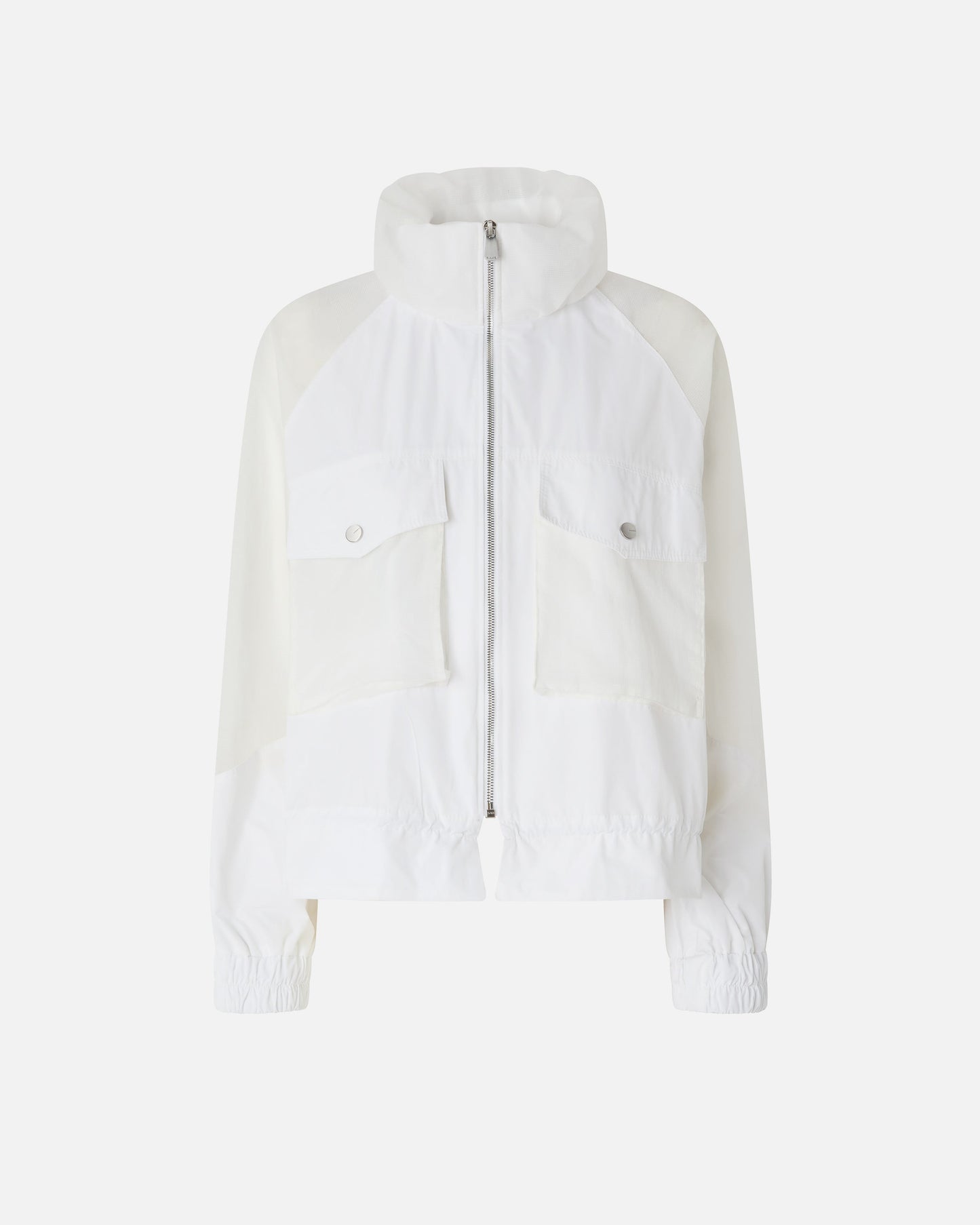 Technical jacket with sheer inserts