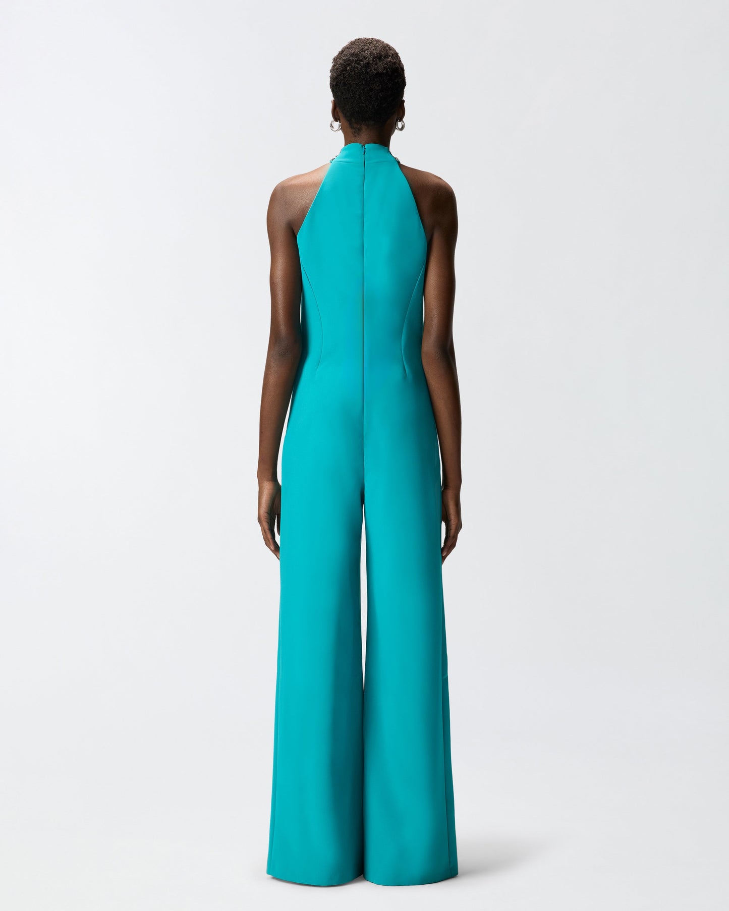 Long playsuit with halterneck and jewel decoration