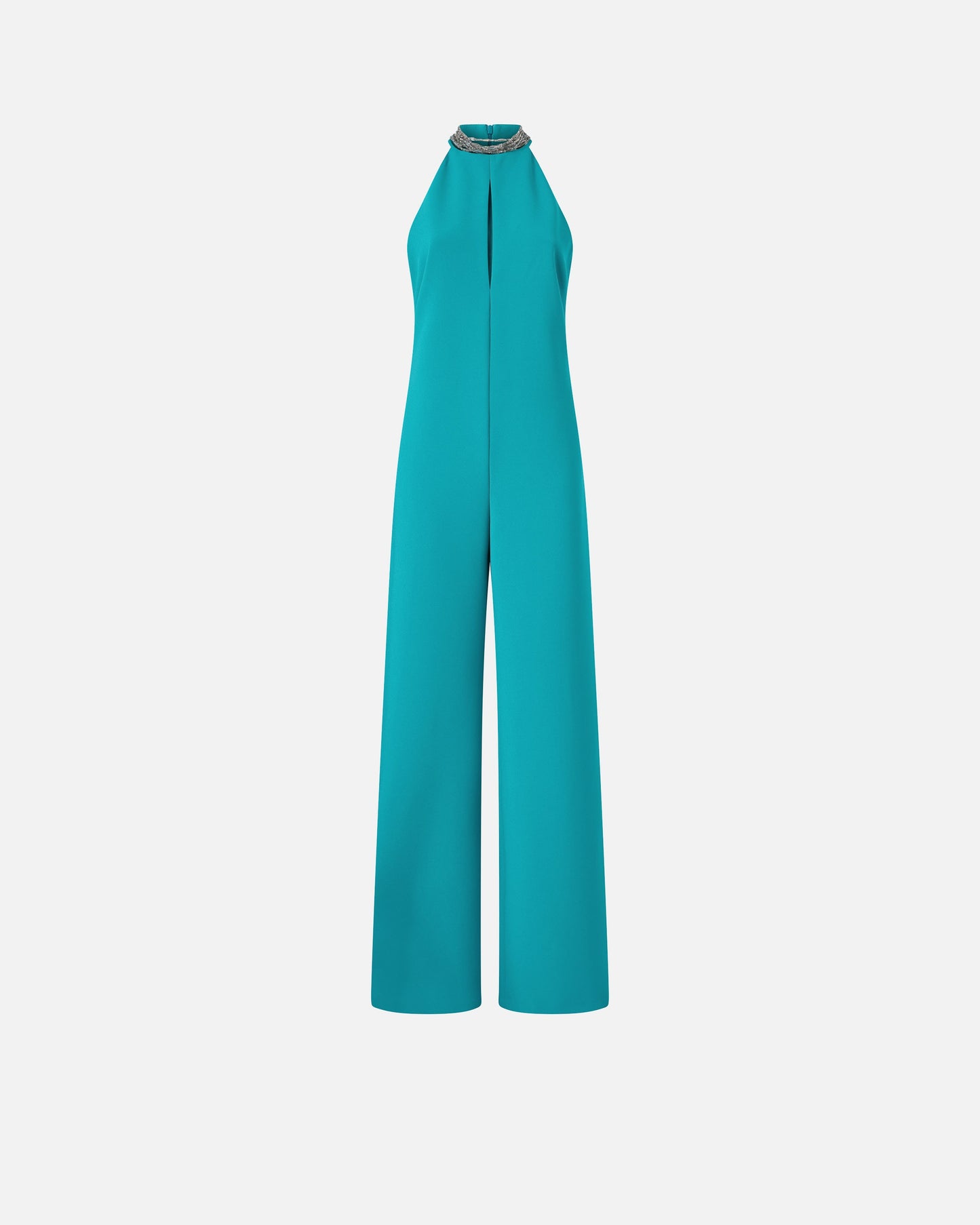 Long playsuit with halterneck and jewel decoration