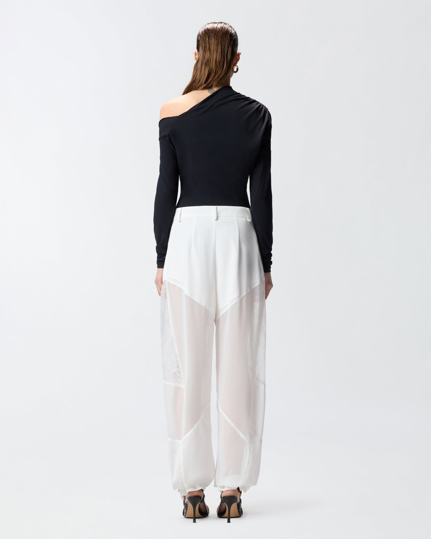 Bodysuit with asymmetric neckline