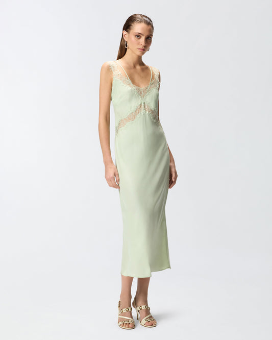 Midi slip dress with lace bands