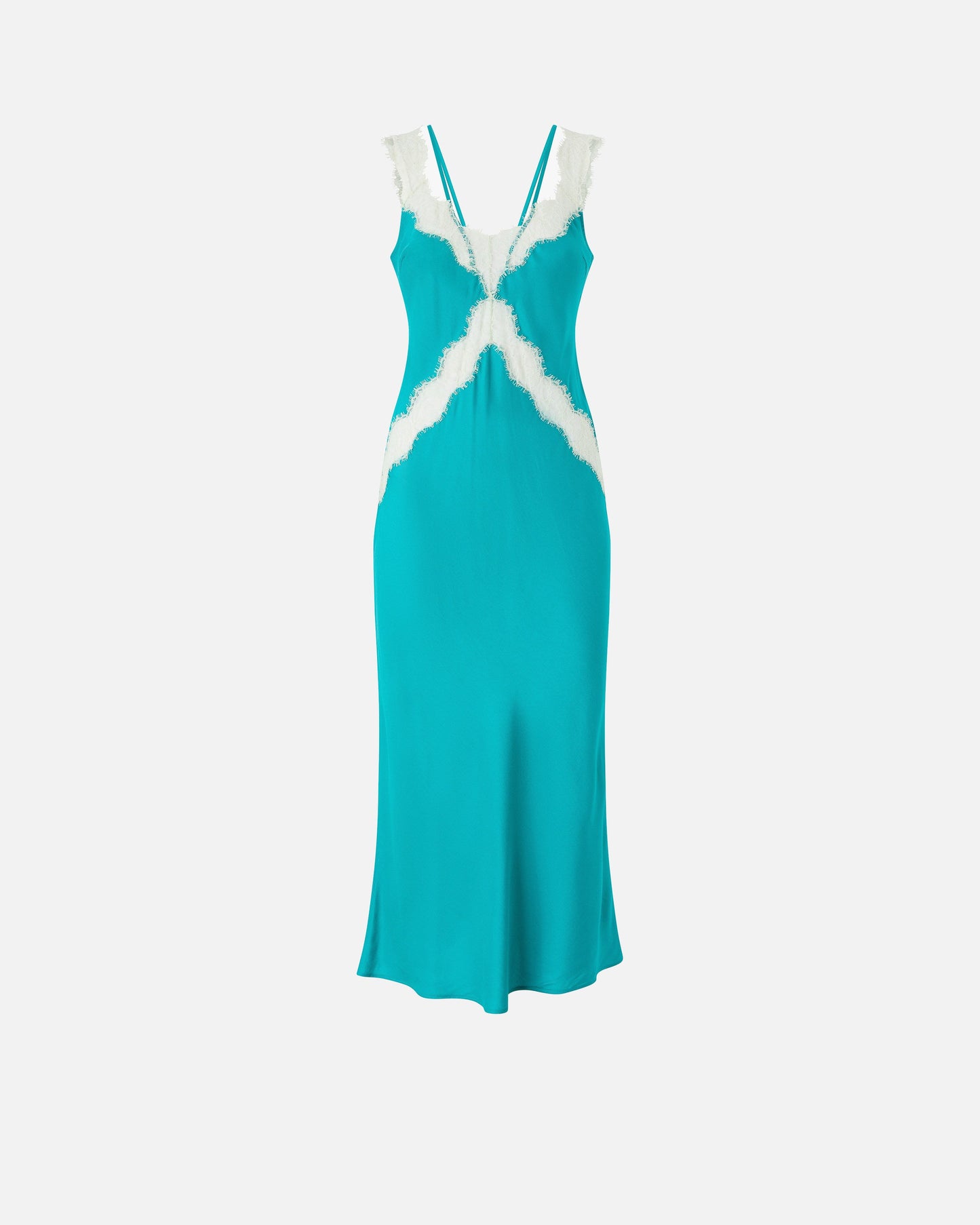 Midi slip dress with lace bands