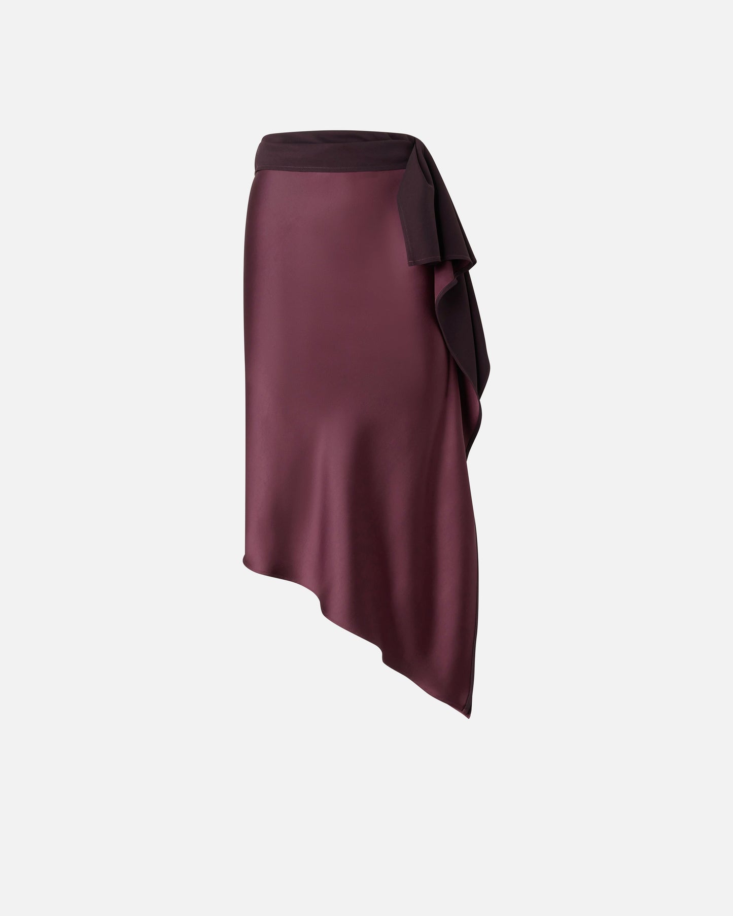 Asymmetric pencil skirt in satin