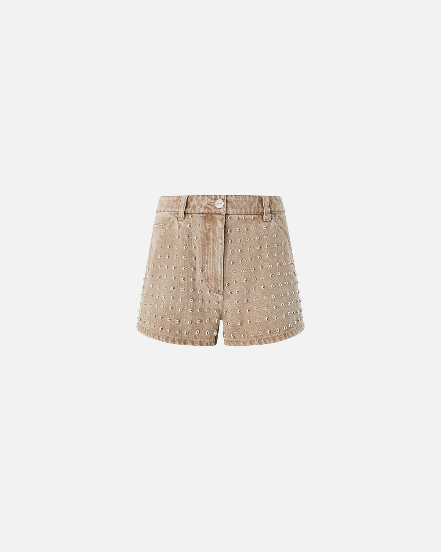 Brown denim shorts with studs