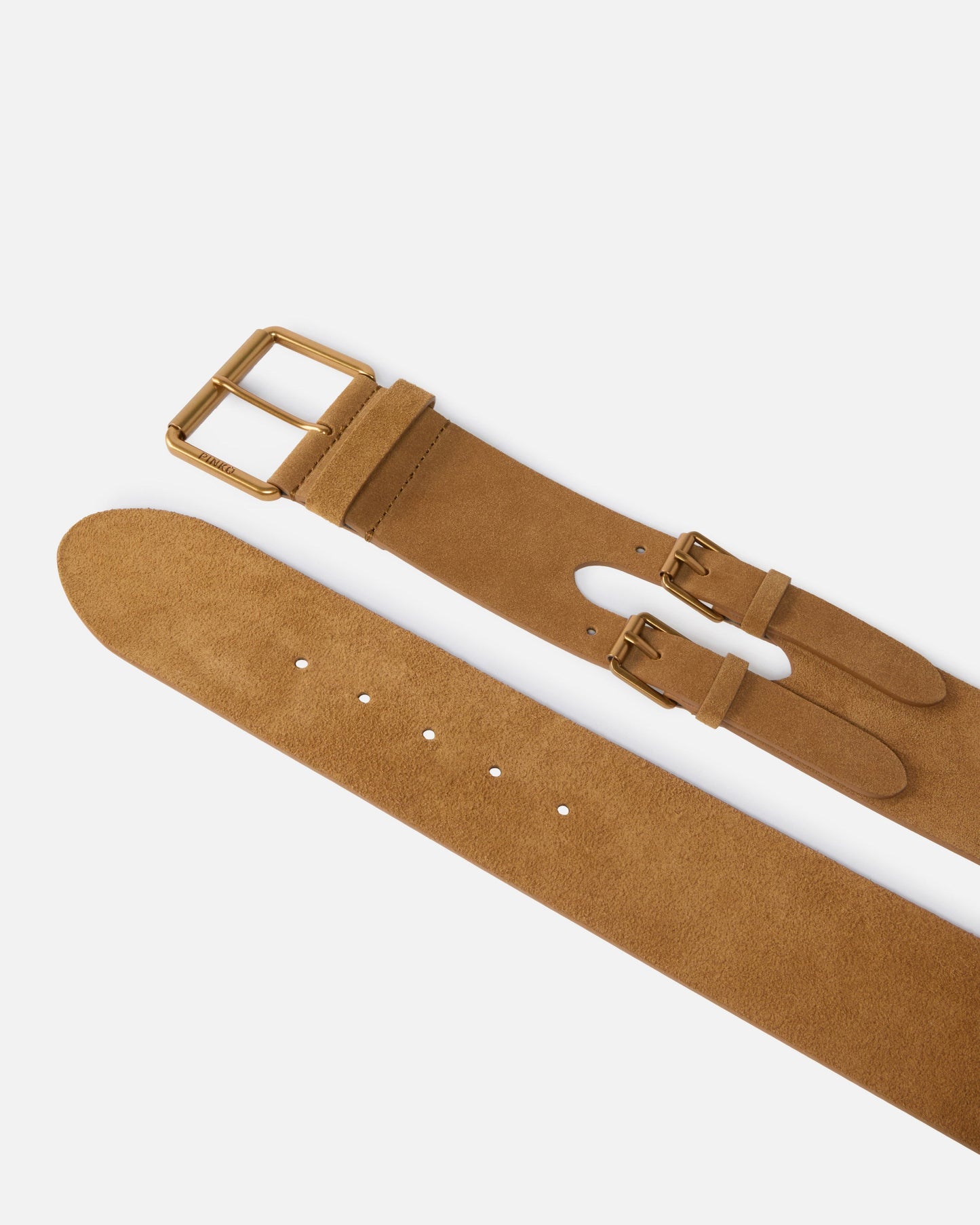Split leather belt with straps, 6 cm