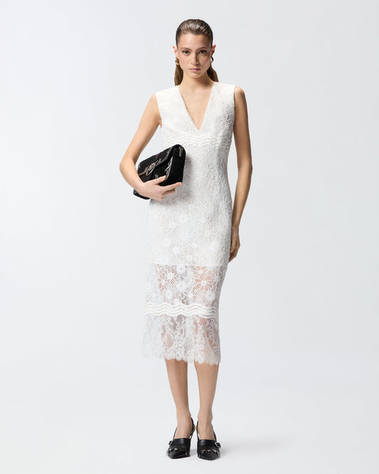 Sleeveless midi dress in lace