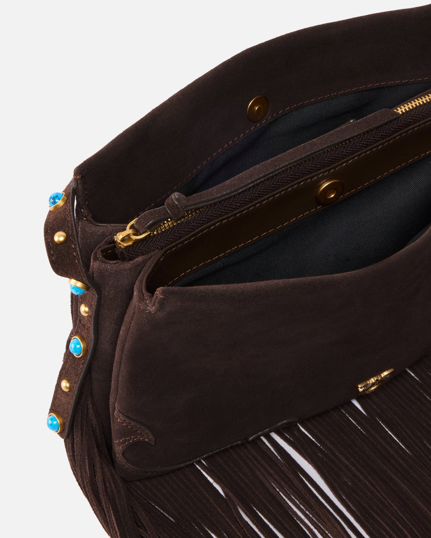 One, Two, Three Bag small crossbody bag in suede with fringes