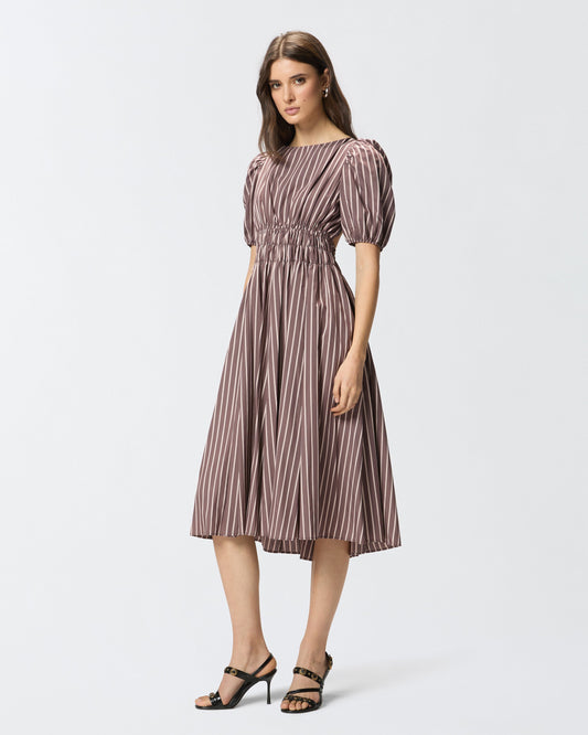Striped midi dress with open back