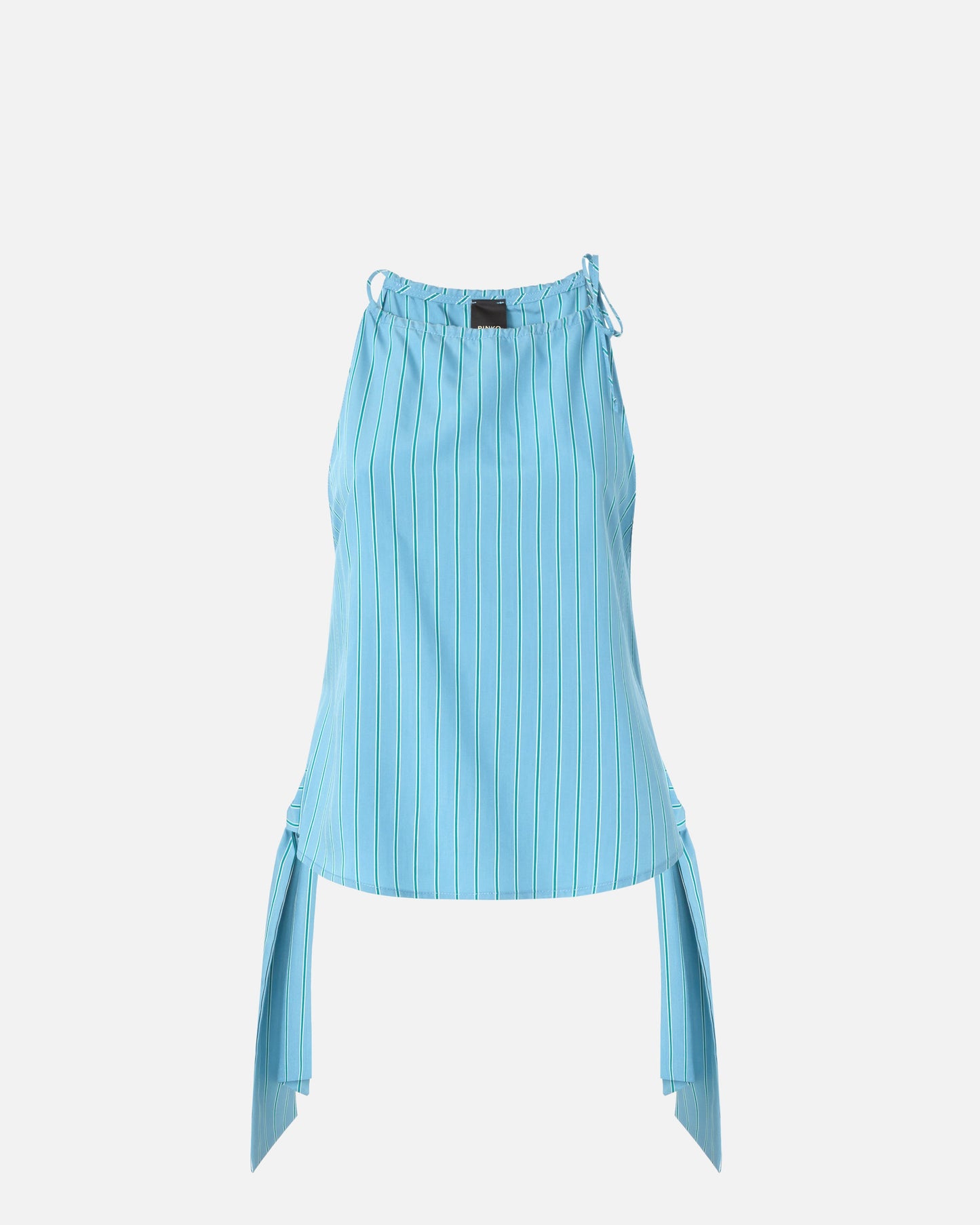 Striped top with thin shoulder straps and bows