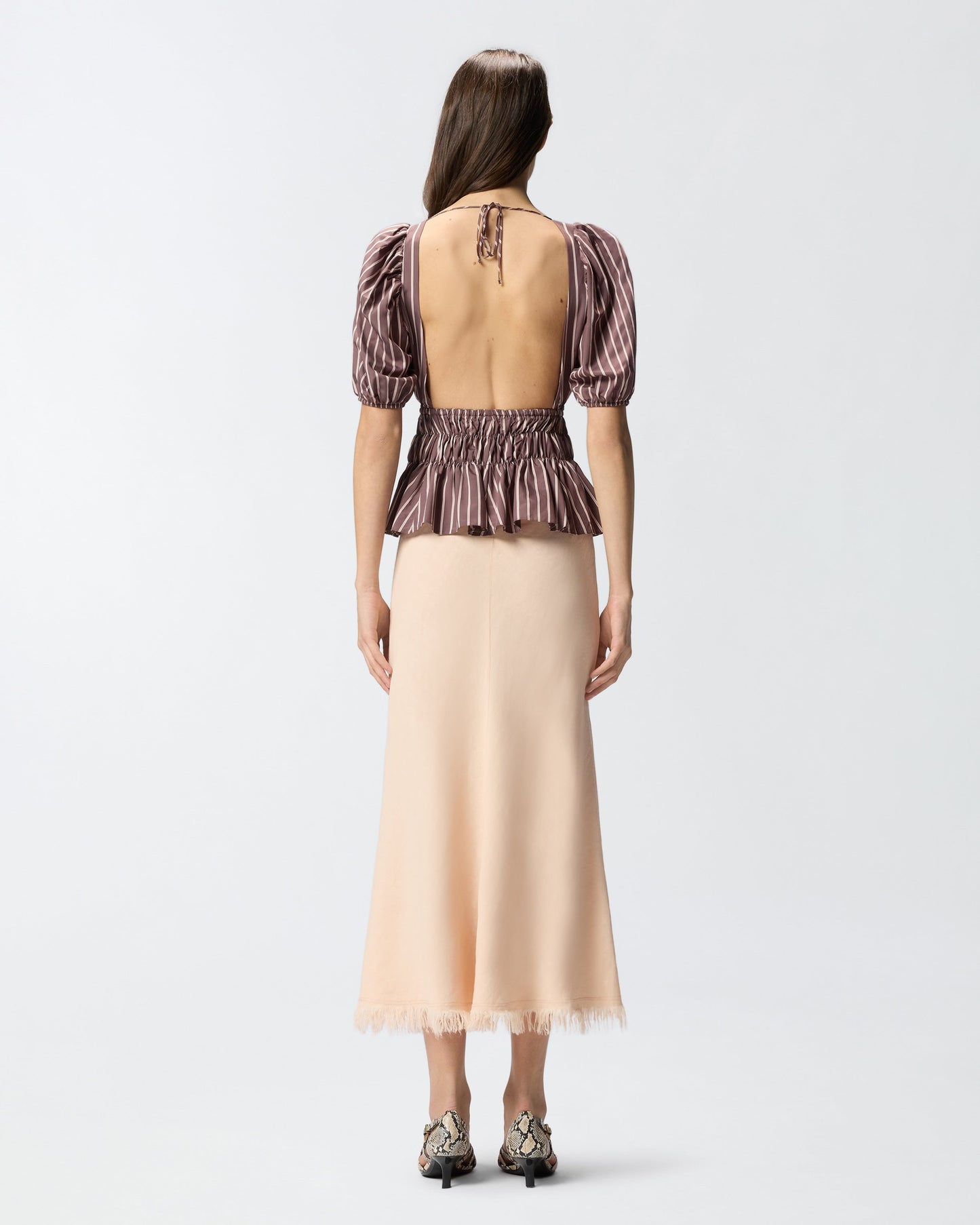 Striped cropped top with open back