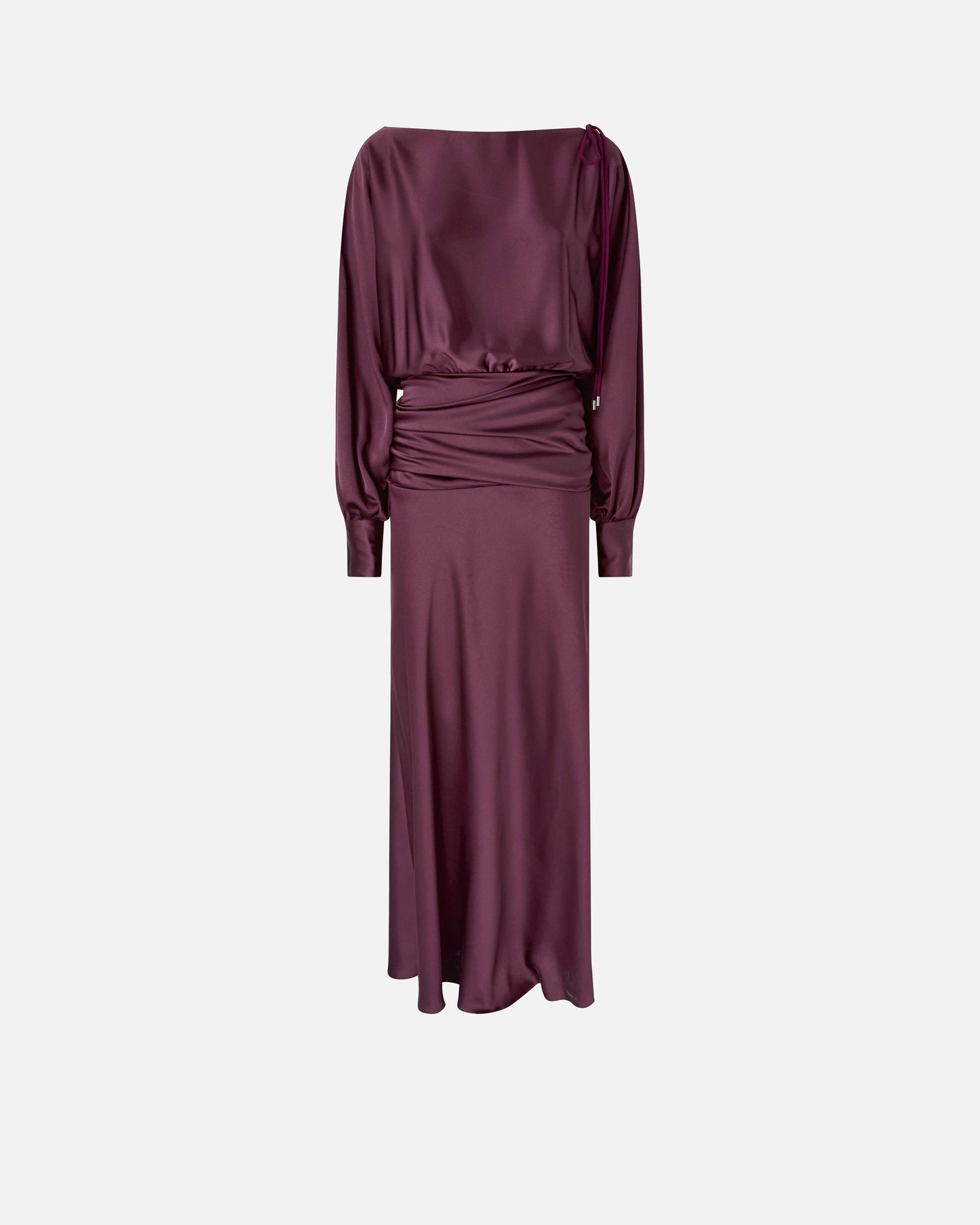 Long satin dress with draping
