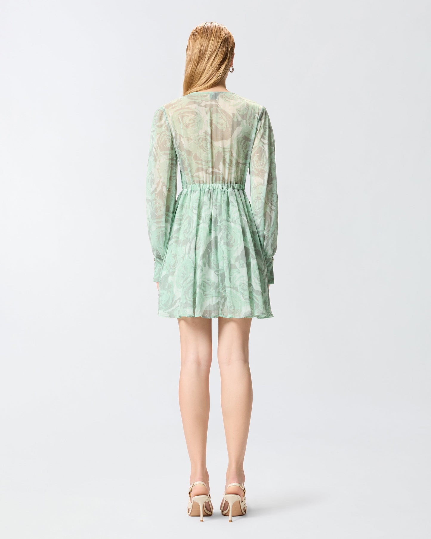 Mini dress with rose print and bow