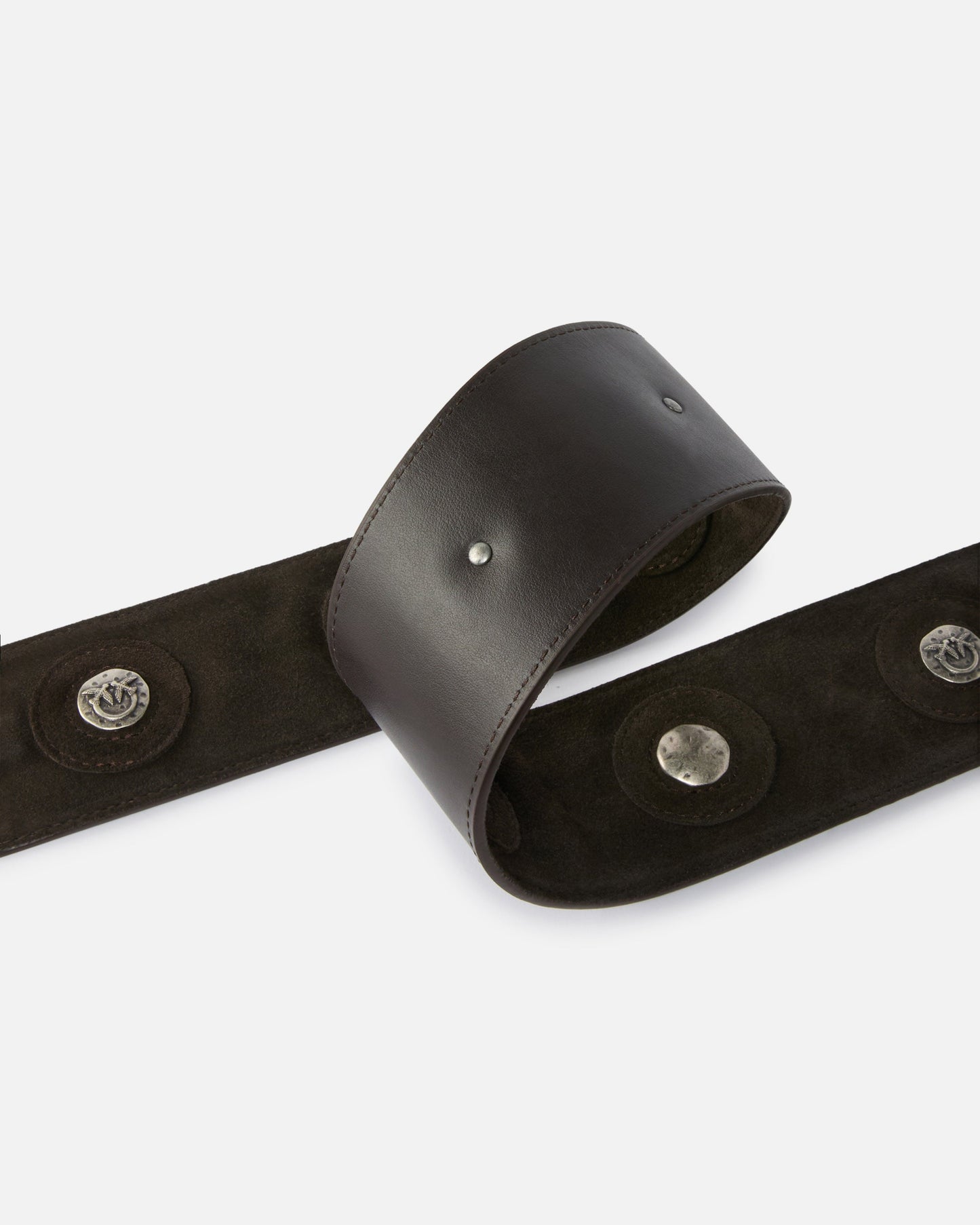 Leather belt with studs, 6 cm