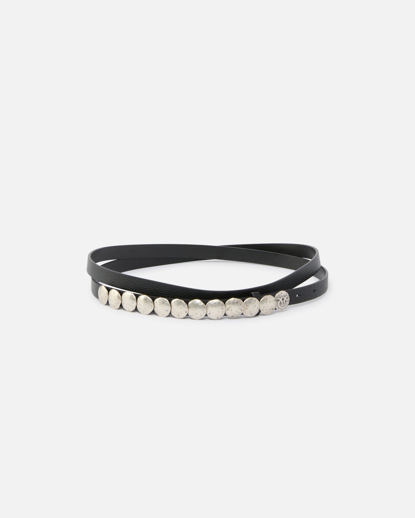 Double-wrap leather belt with studs, 1.5 cm