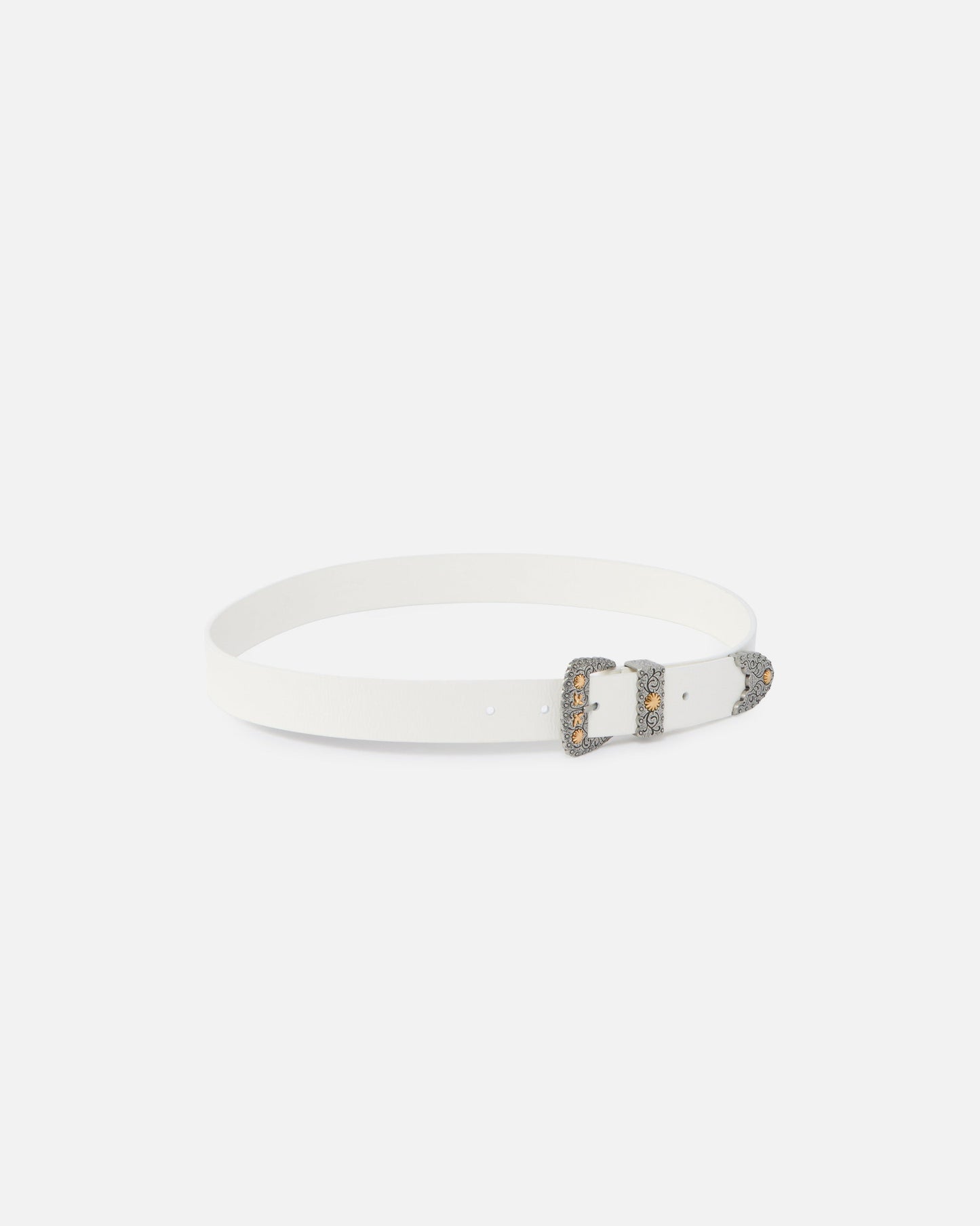 Shiny leather belt with metallic finishes, 3 cm