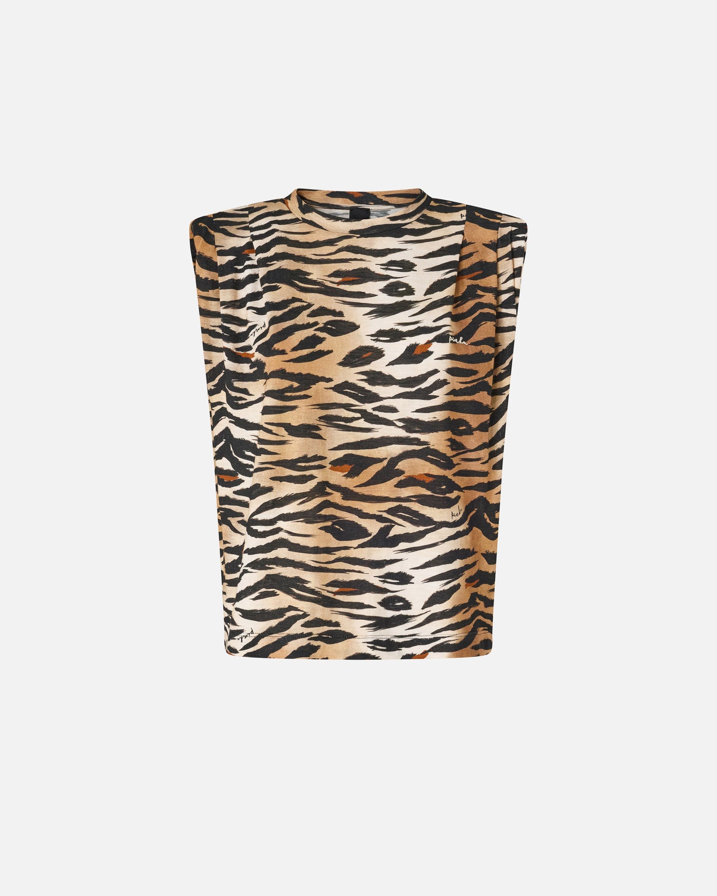 Sleeveless sweater with tiger print