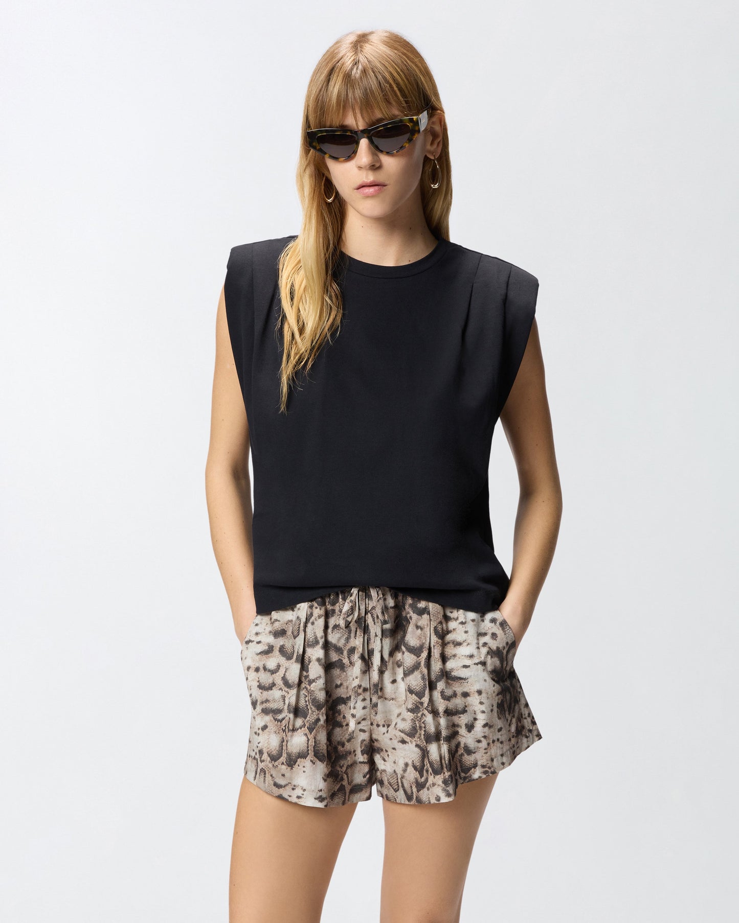 Sleeveless double jersey T-shirt