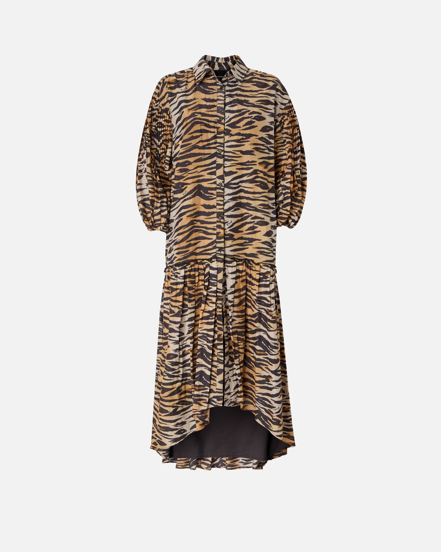 Long dress with buttons and animal print
