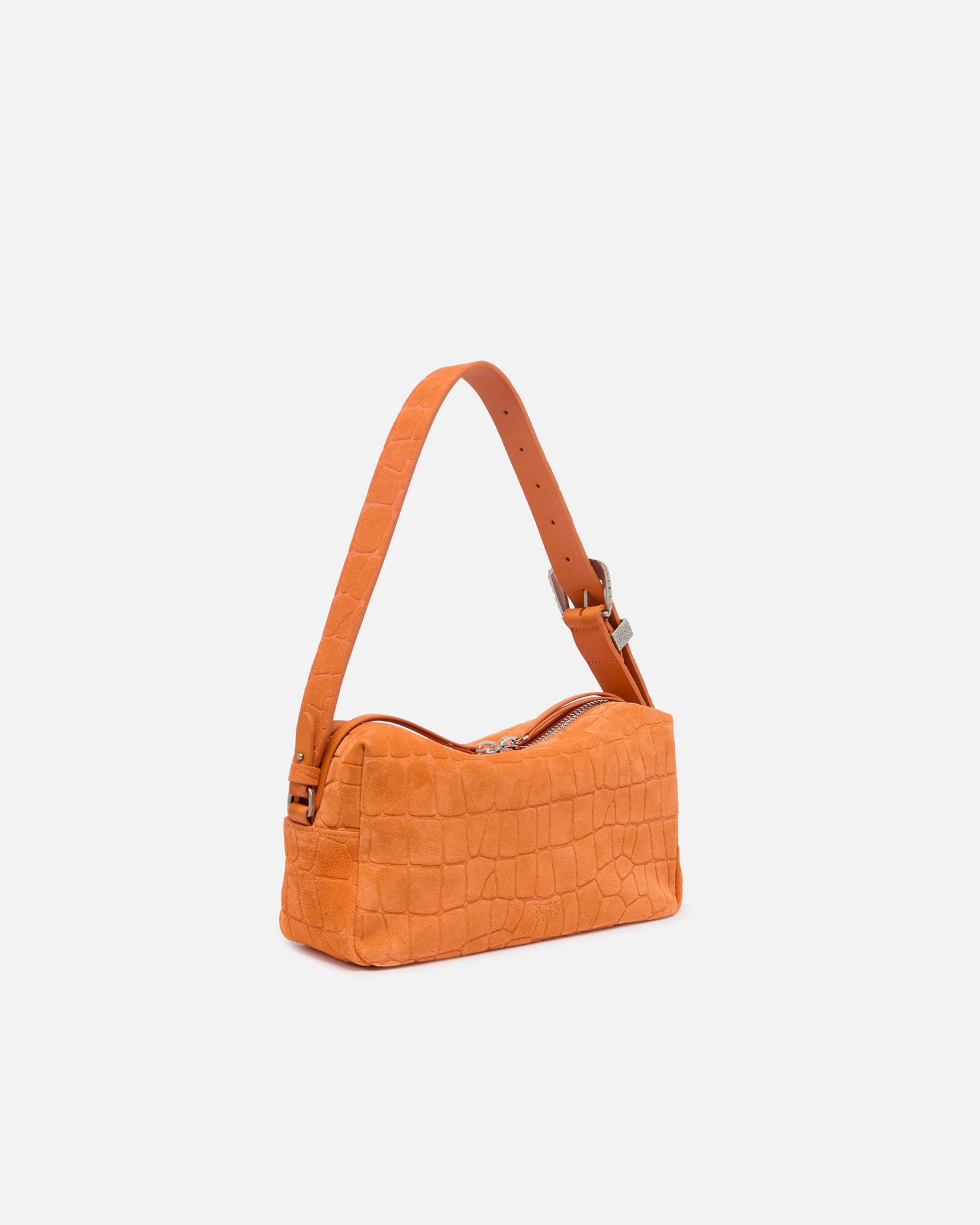 Medium crossbody bowler bag in crocodile-print leather