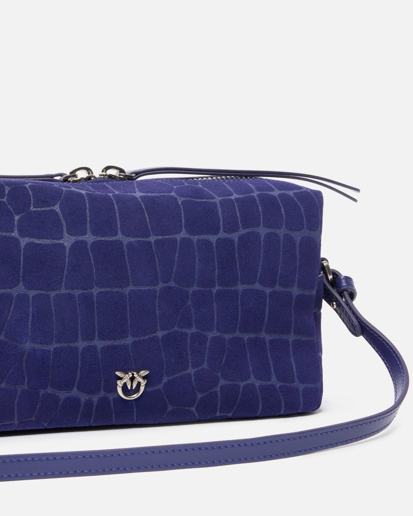 Medium crossbody bowler bag in crocodile-print leather