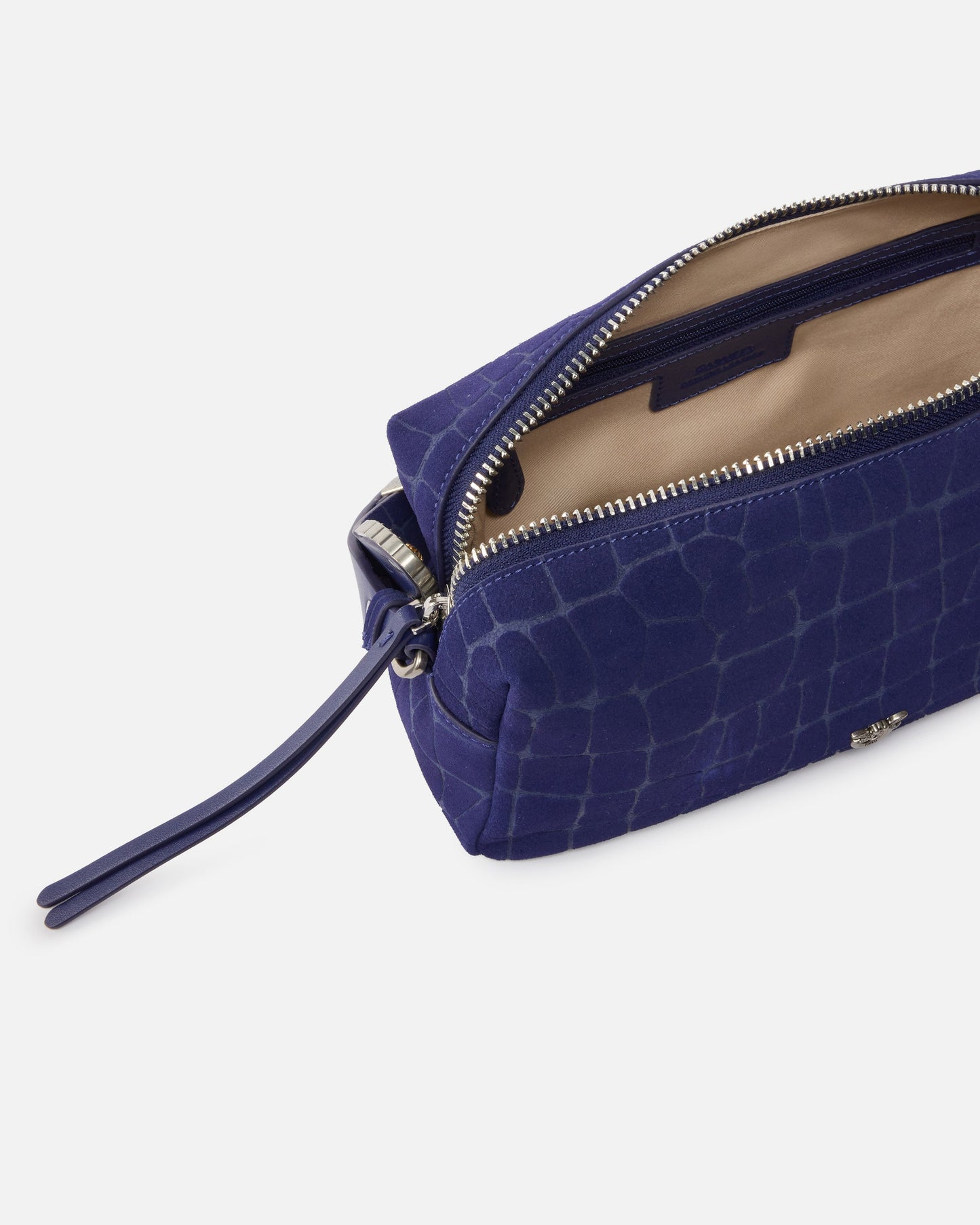 Medium crossbody bowler bag in crocodile-print leather