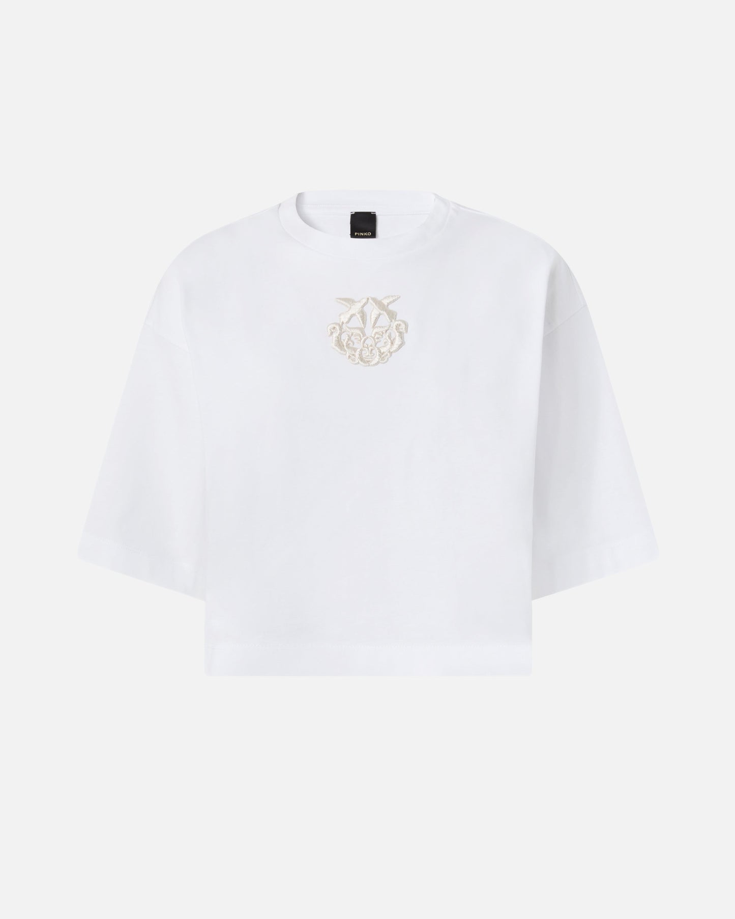 Cropped T-shirt with Love Birds embroidery