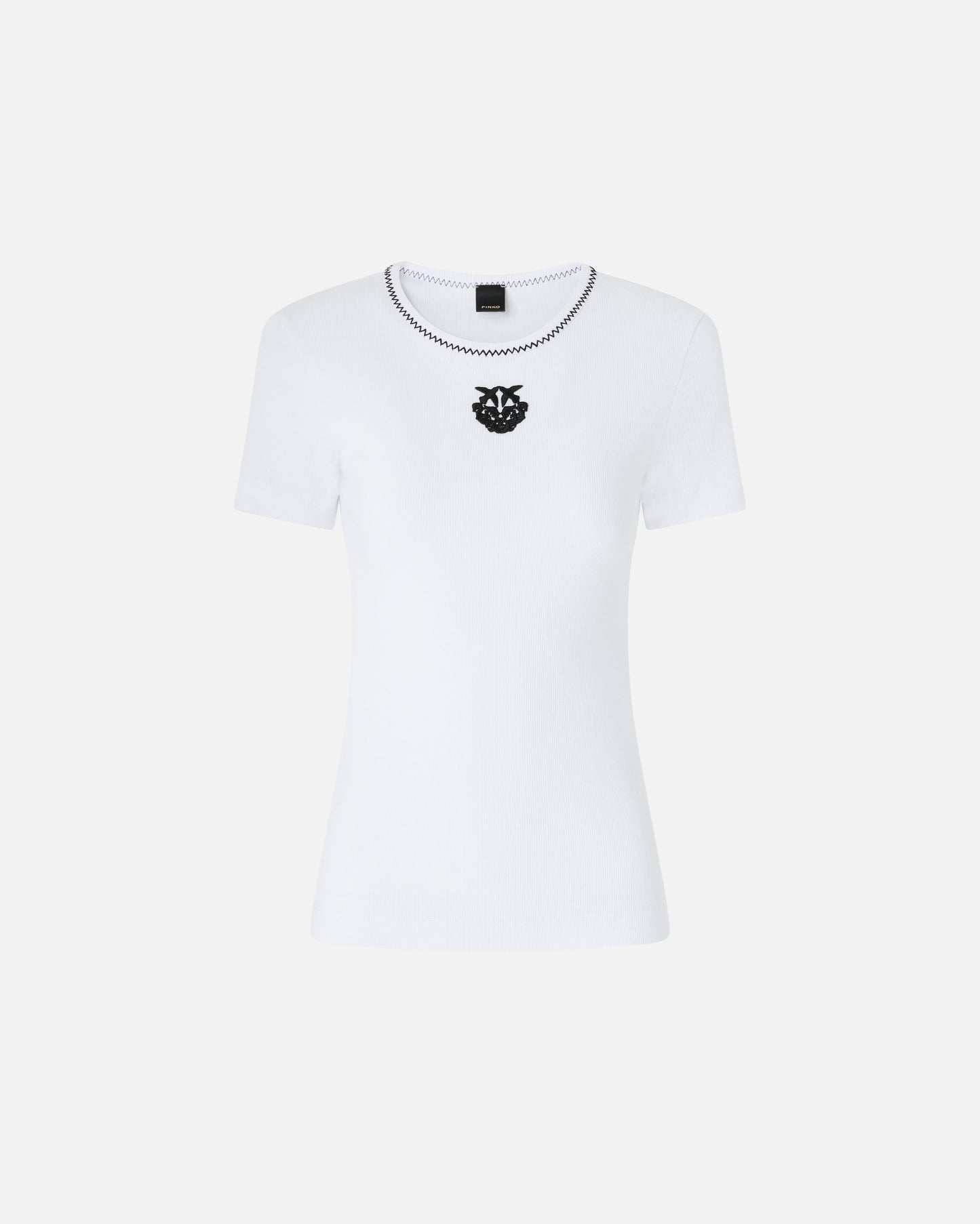 Fine-rib T-shirt with Love Birds embroidery