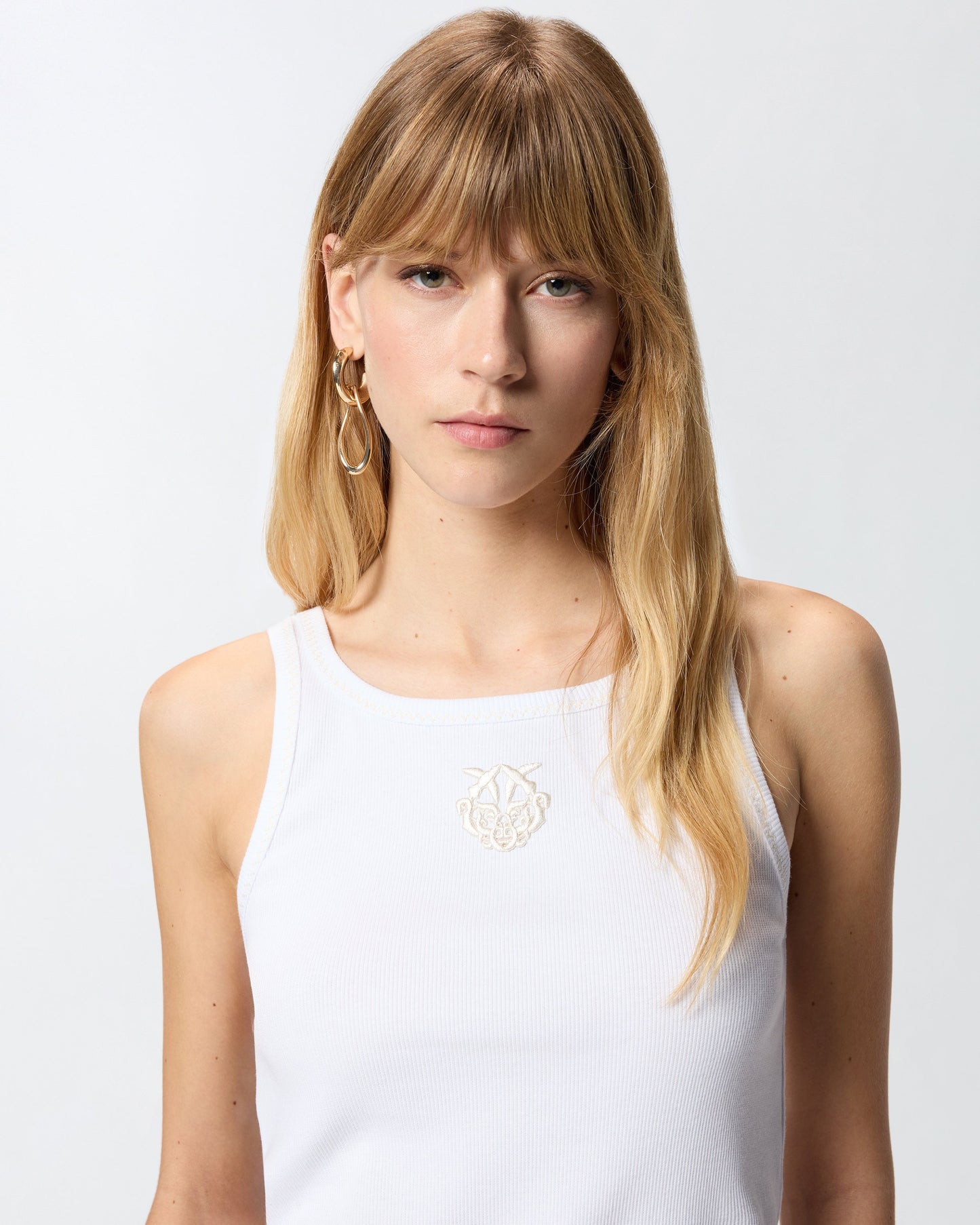 Ribbed vest top with Love Birds embroidery