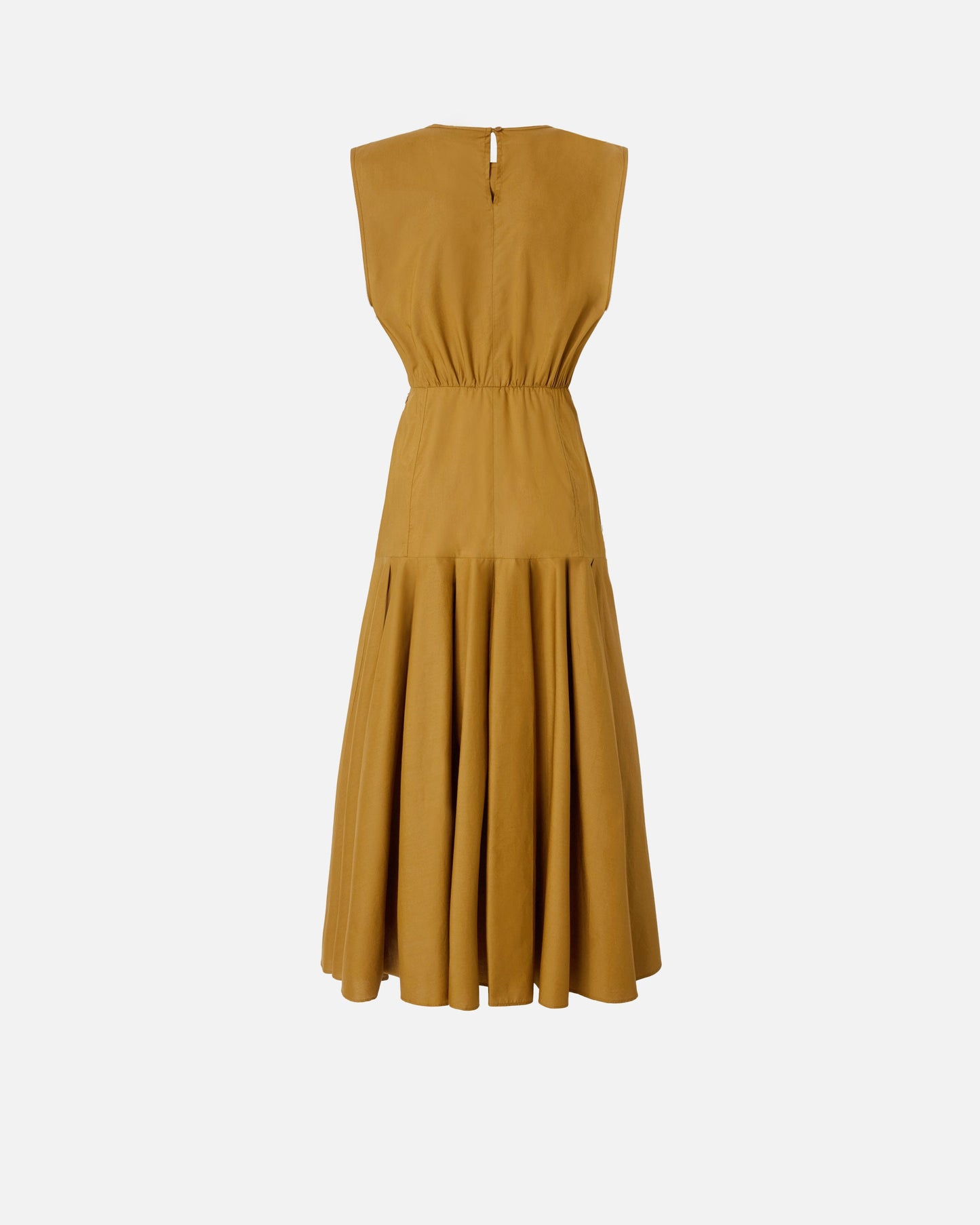 Sleeveless midi dress with pleats and cut-out