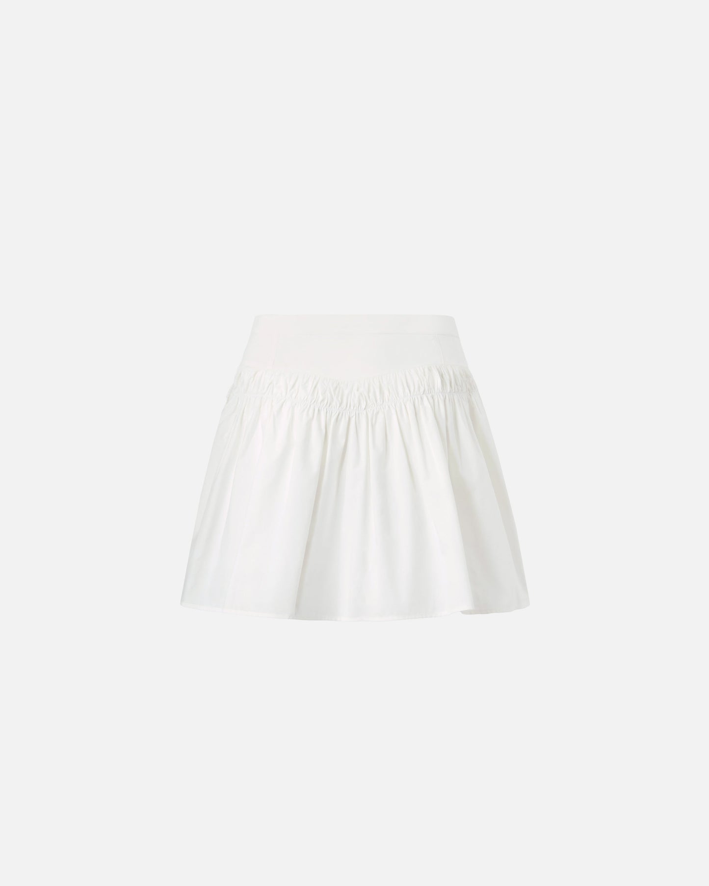 Short skirt with gathering and drawstring