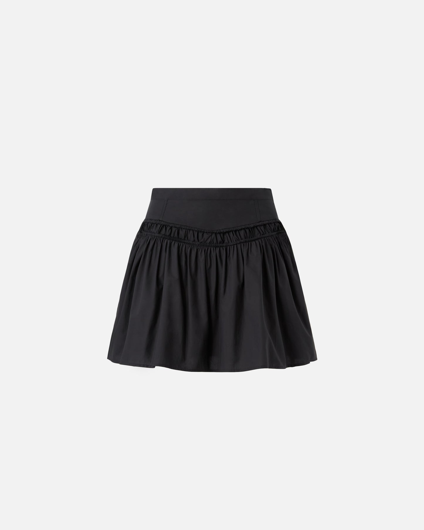 Short skirt with gathering and drawstring