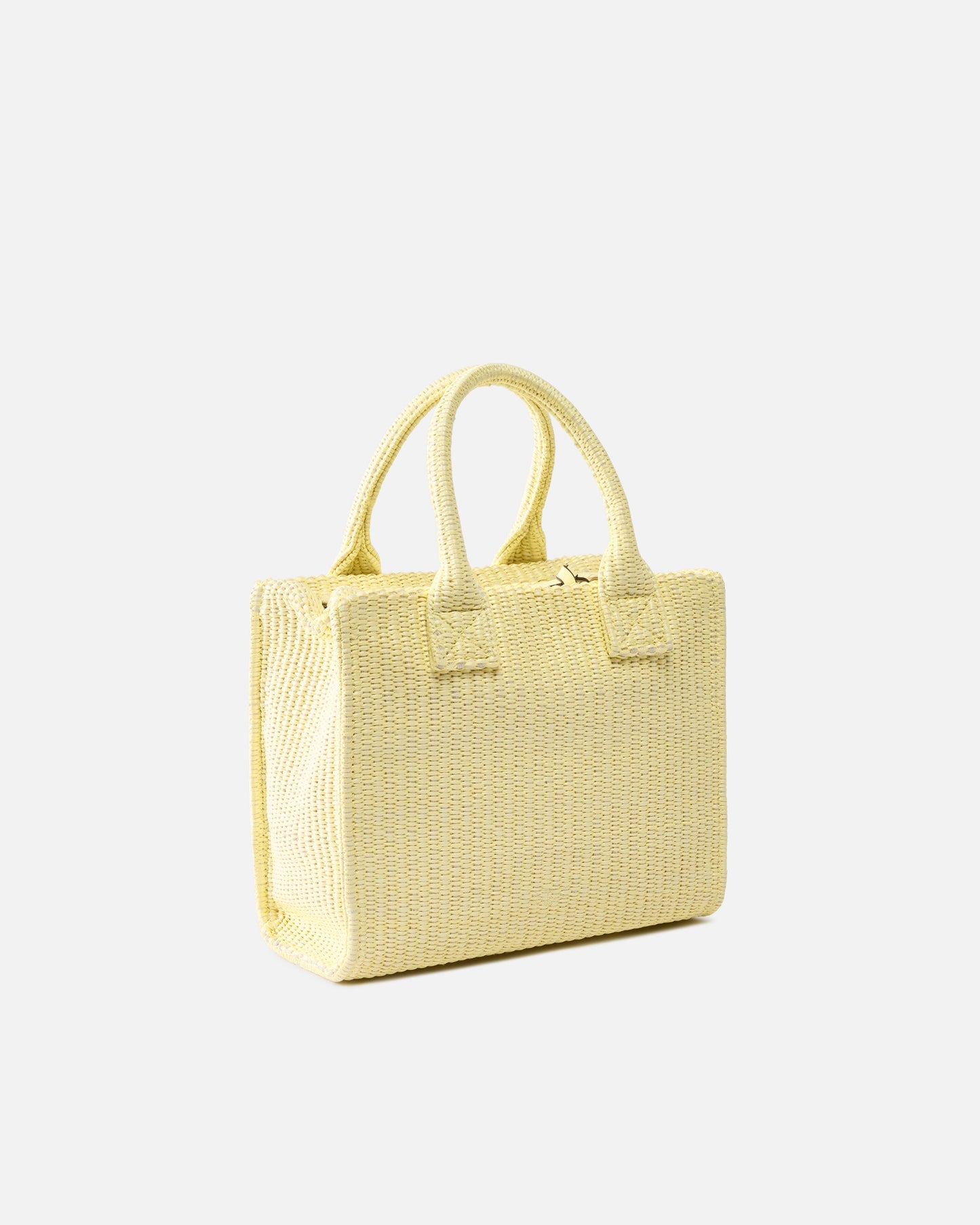 Beach small shopping tote in raffia with Love Birds logo