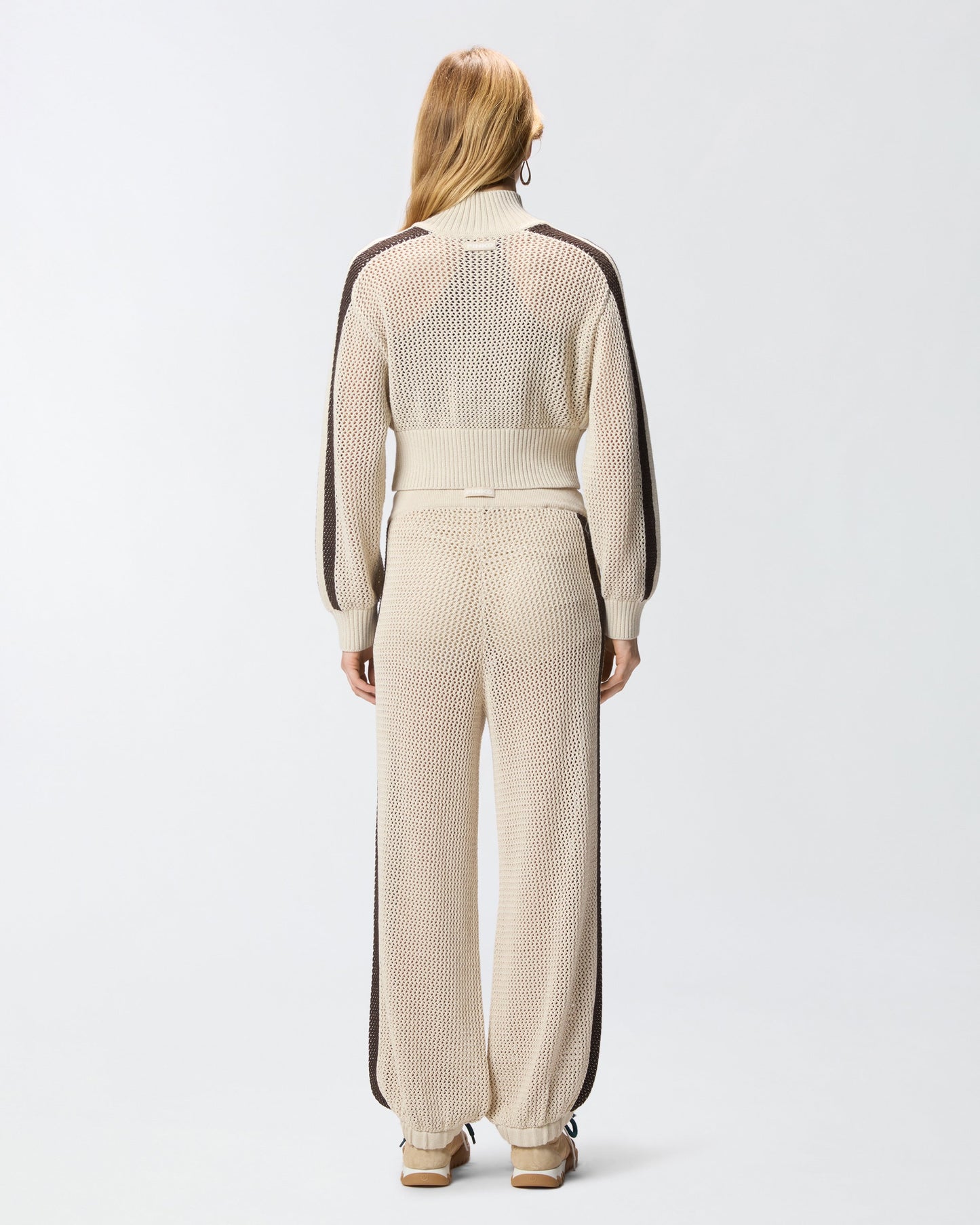 Cropped sweatshirt with bands and openwork