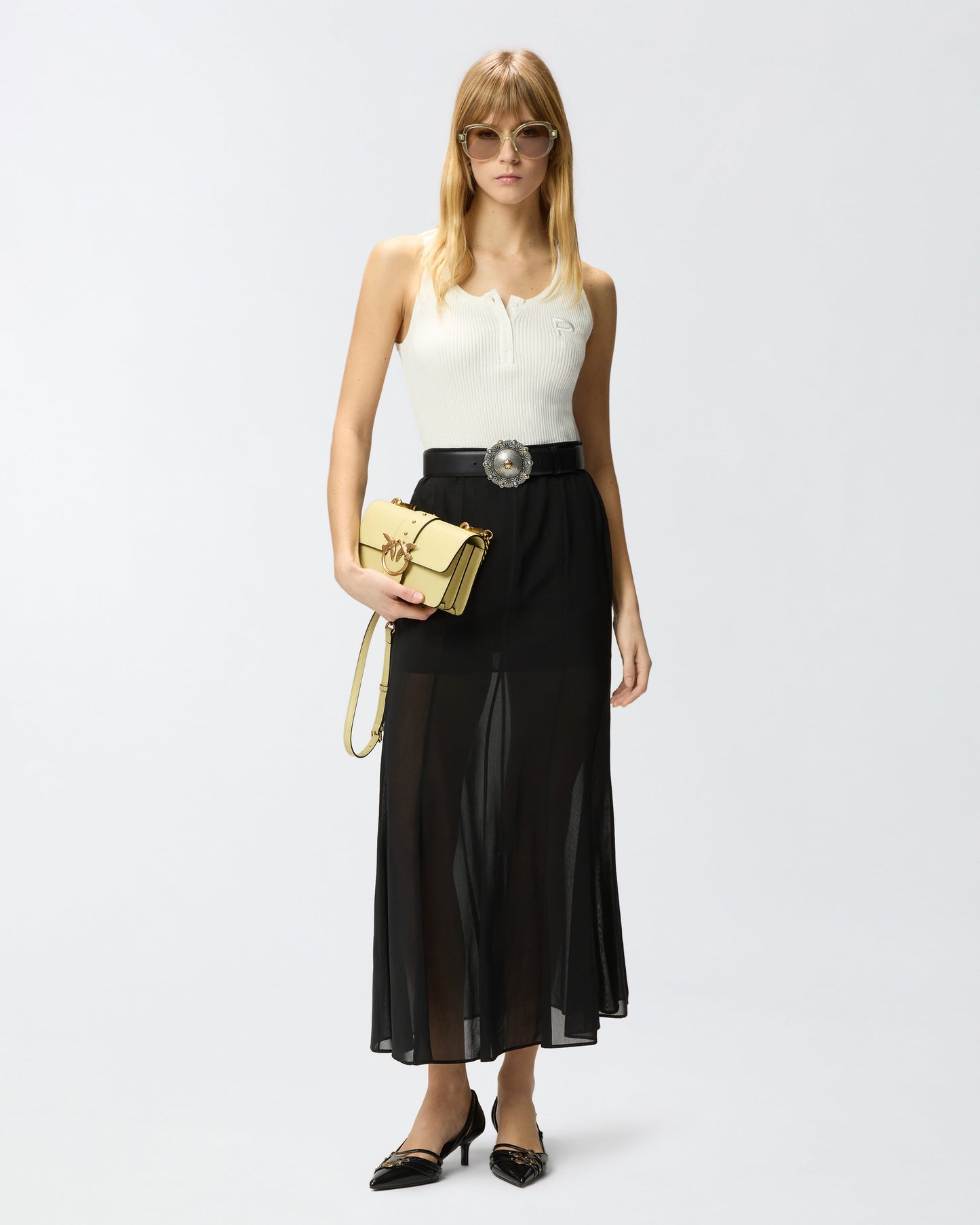 Long skirt with sheer details