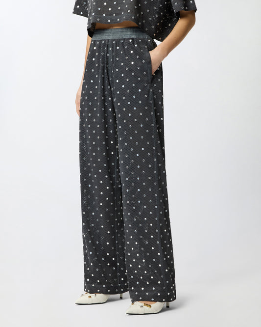 Mesh trousers with mirror detail