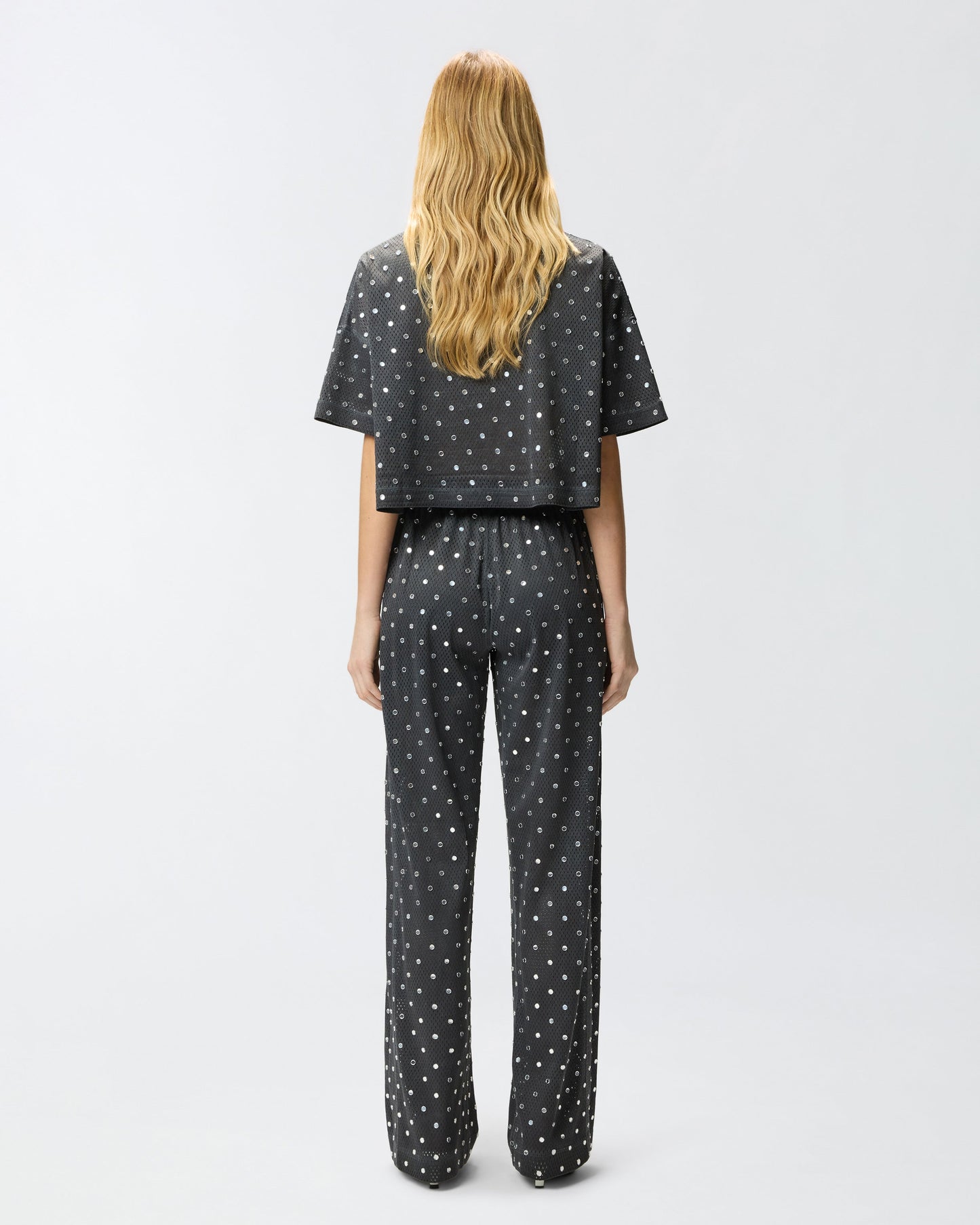 Mesh trousers with mirror detail