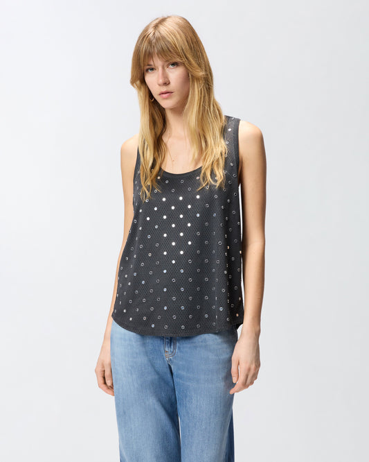 Mesh vest top with mirror detail