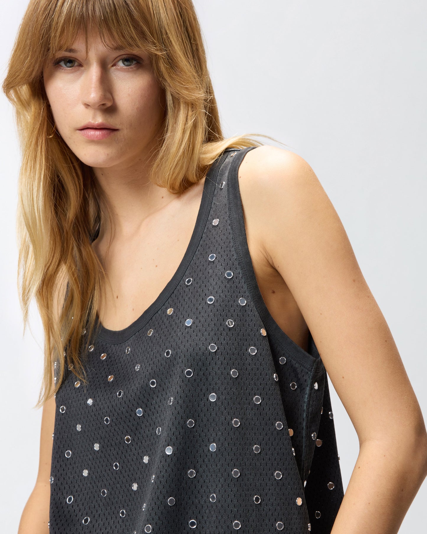 Mesh vest top with mirror detail