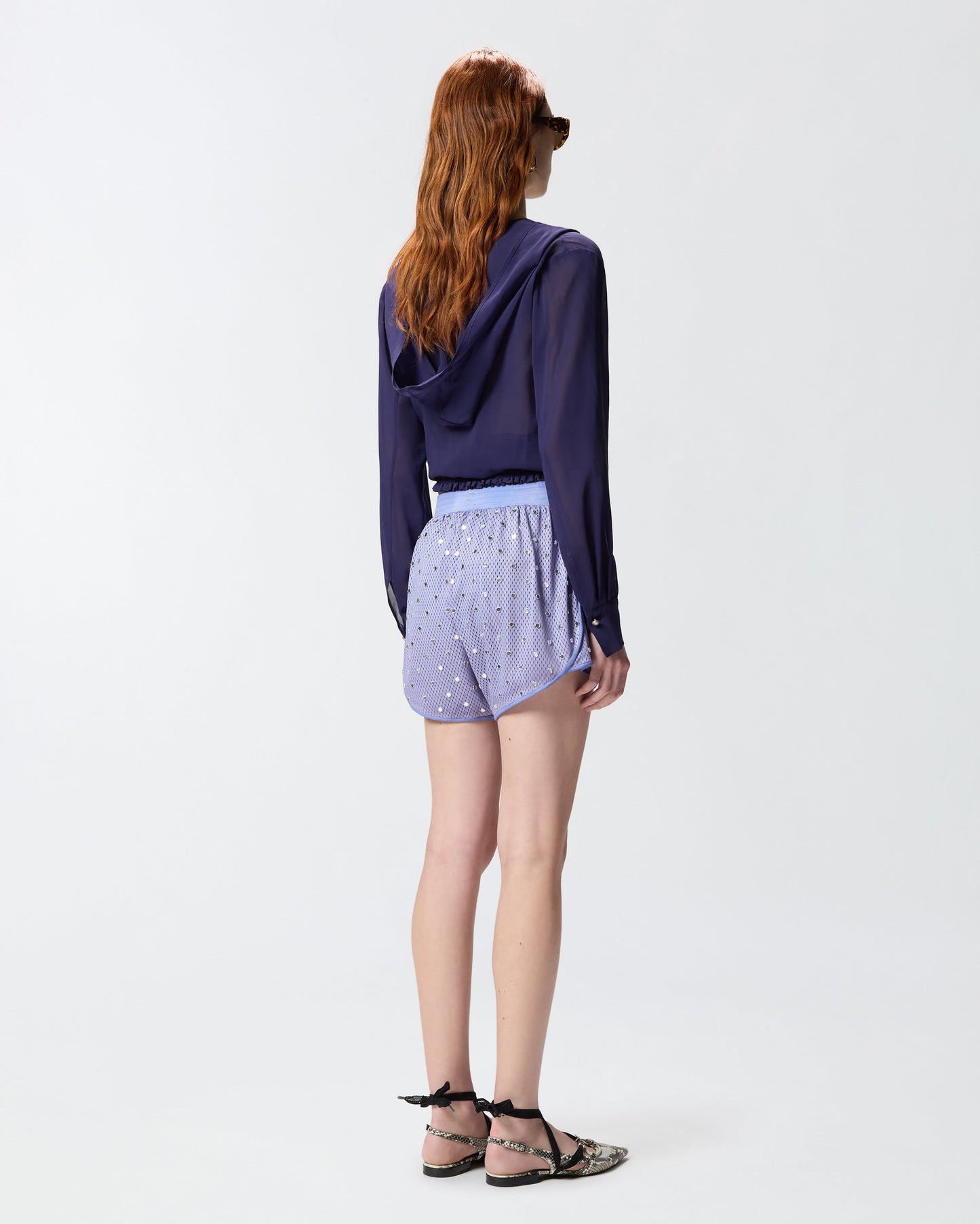 Mesh shorts with mirror detail