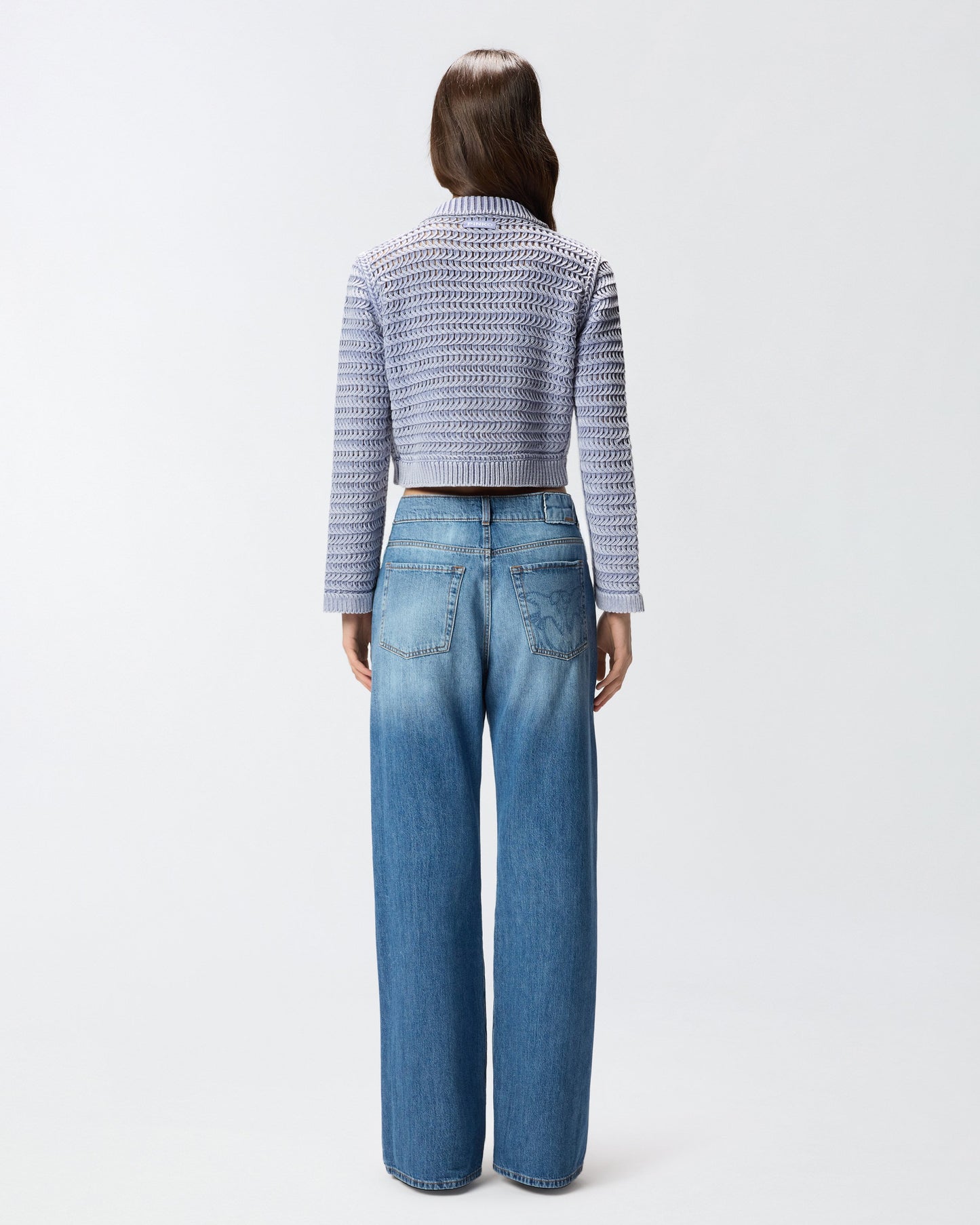 Cropped cardigan with chunky knit and braids